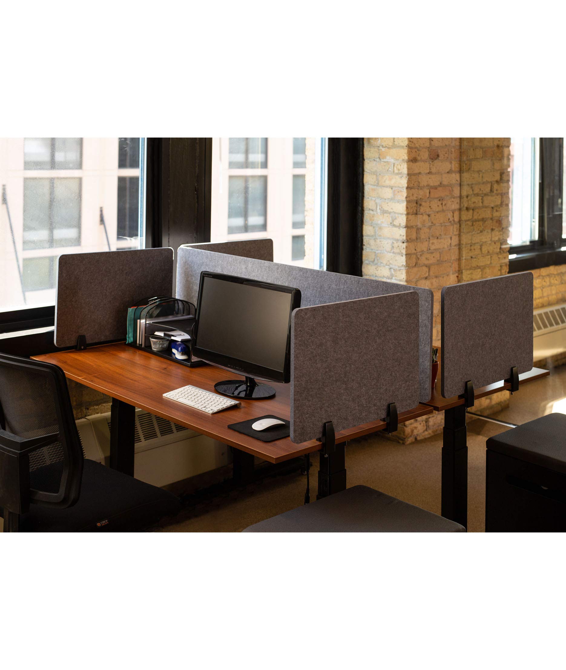 ReFocus™ Raw Clamp-On Acoustic Desk Divider – Noise Reducing Privacy Panel for Office & Home Workspaces | Lightweight Desk Mounted Screen in Castle Gray (47.25
