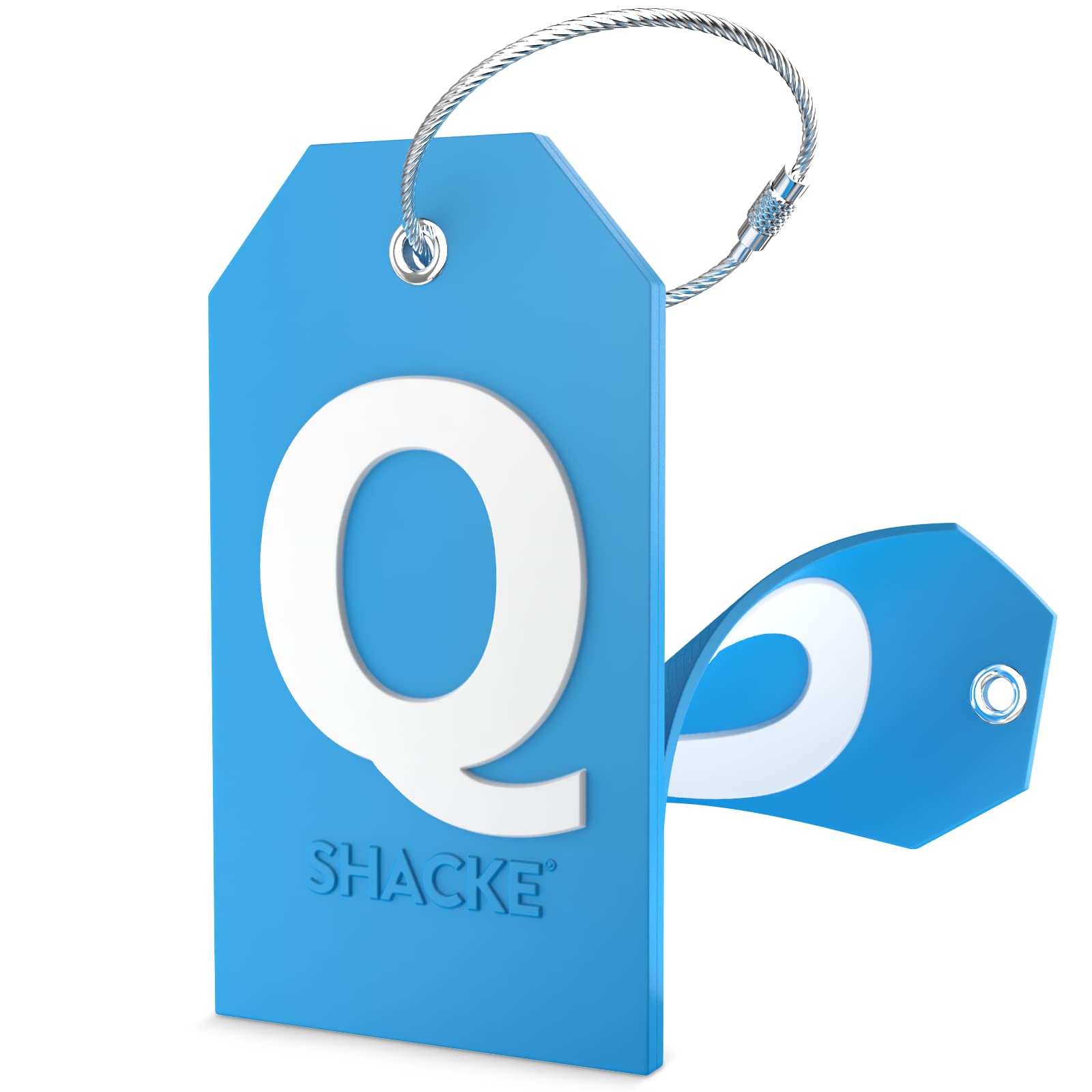 Initial Luggage Tag with Full Privacy Cover & Stainless Steel Loop - Aqua Teal - Personalized Travel Accessory for Suitcases, Backpacks, and Carry-On Bags