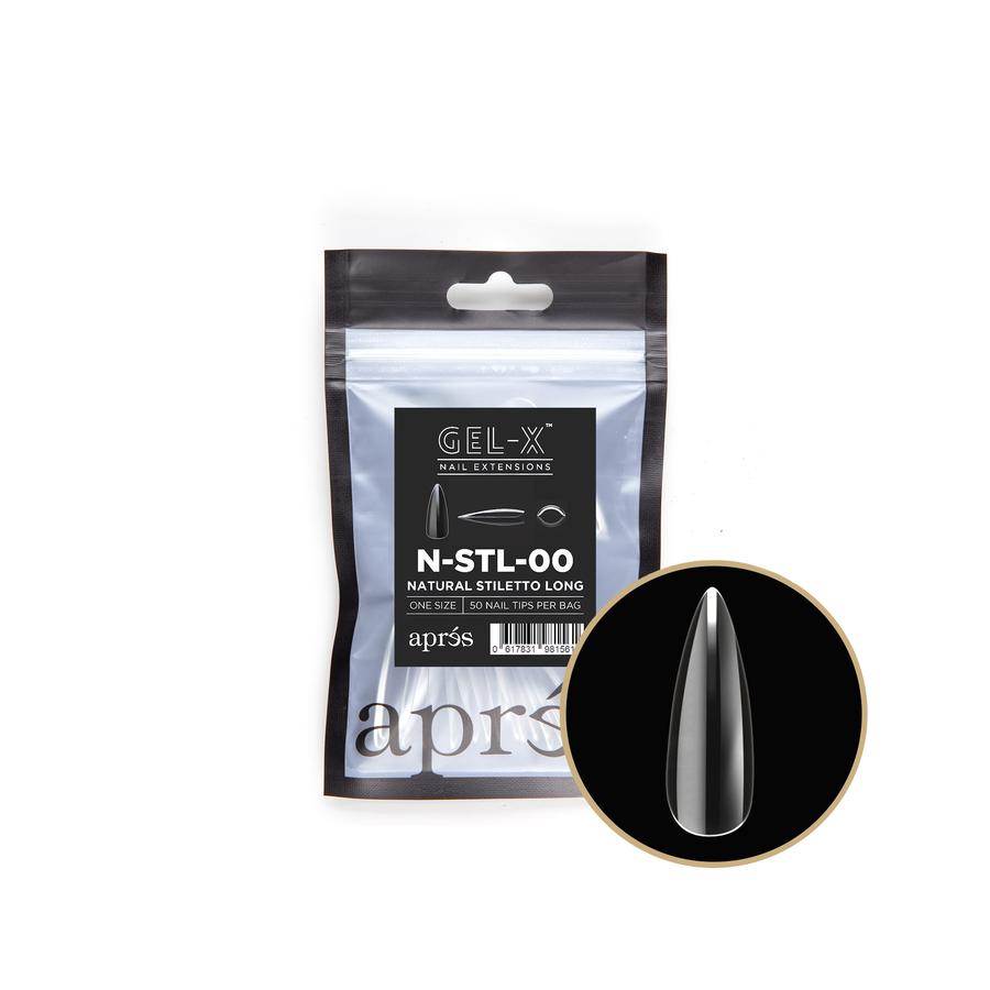Apres Gel X Natural Stiletto Long Refill Tips - Size #000 & #9 - Perfect for Salon Nail Extensions & DIY Manicures at Home