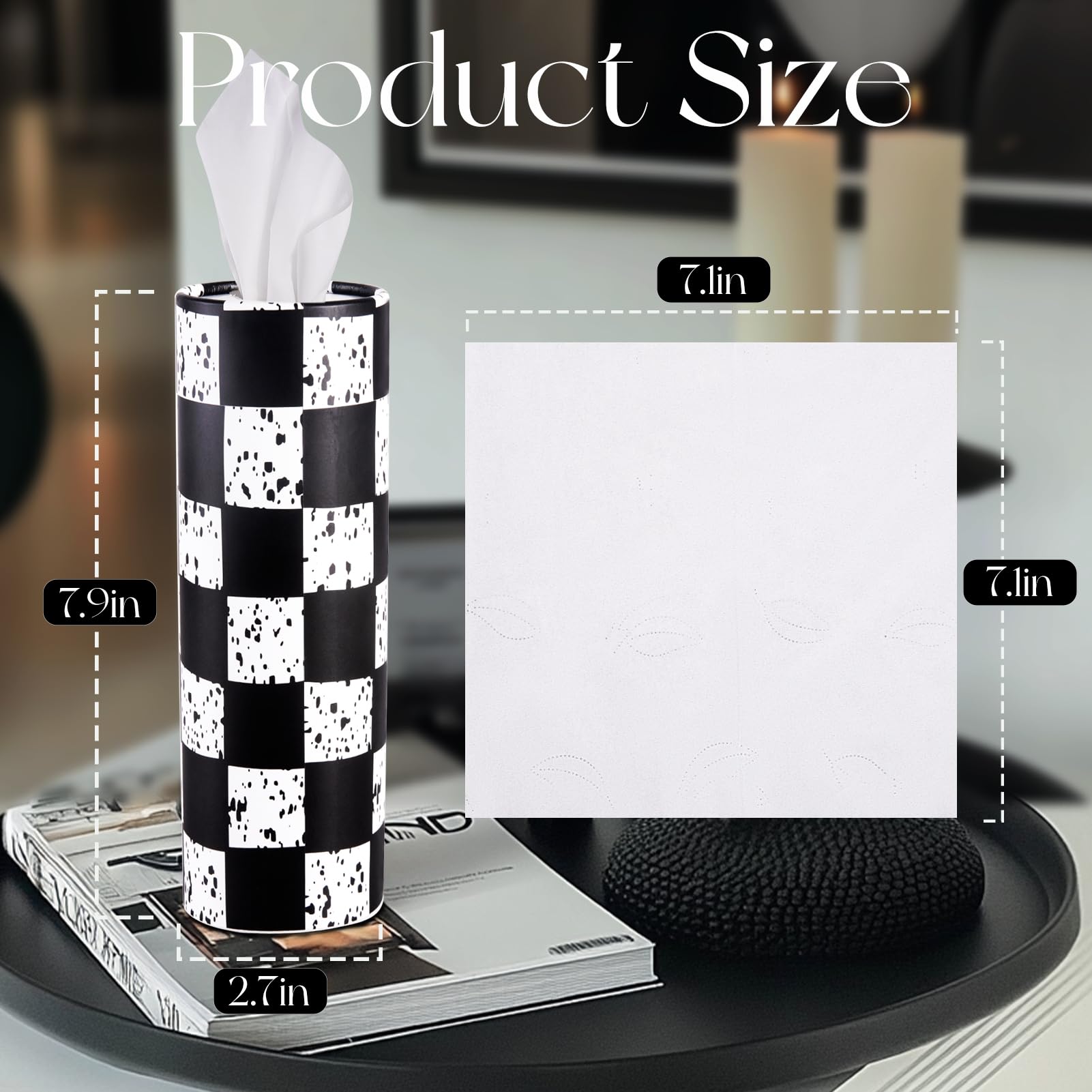 4 Pack Car Tissues Holder with Facial Tissues - Travel Tissue Box for Car Cup Holder | Compact & Convenient for Road Trips, Commuting & Daily Driving