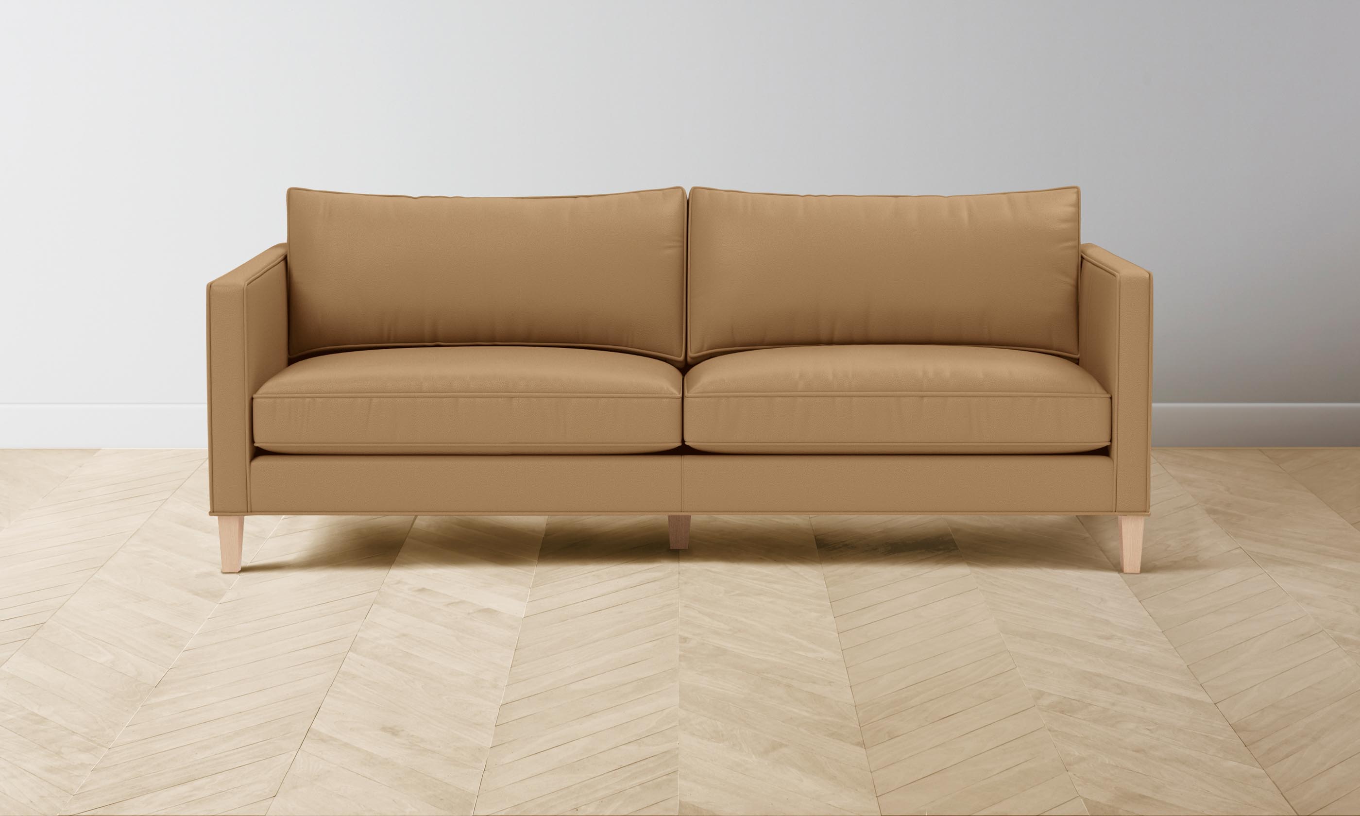 Premium Crosby Sofa - Genuine Pebbled Leather in Latte Brown | Modern Living Room Centerpiece for Cozy Home Decor