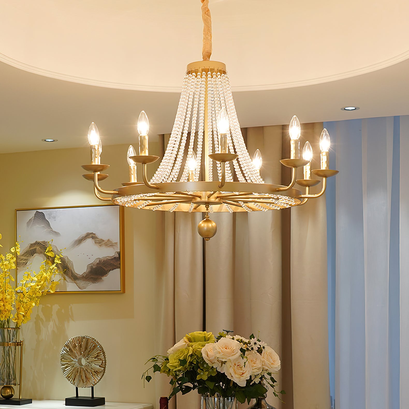 Elegant Shan Crystal Chandelier - Modern Luxury Ceiling Light Fixture for Dining Room, Living Room & Bedroom Decor