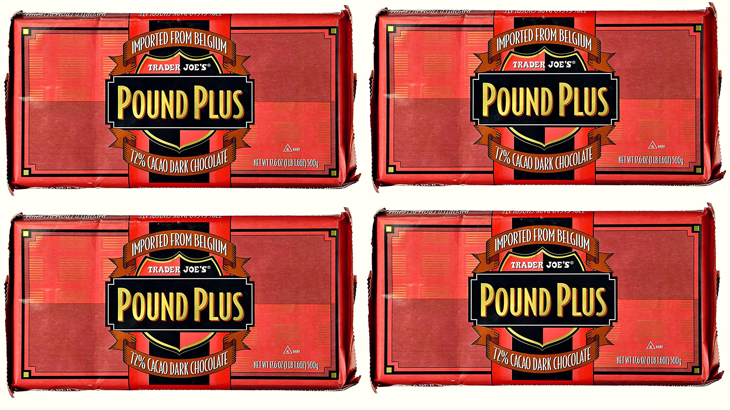 Trader Joe's 72% Dark Chocolate Bar 4-Pack (17.6 oz) - Baking & Gifts