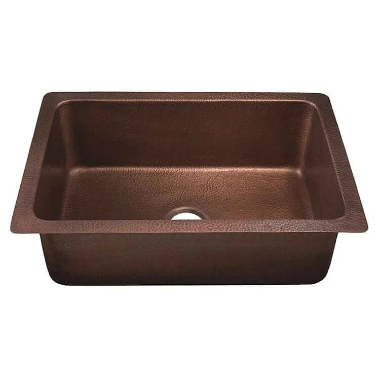 Thompson Villa 30-Inch Hammered Antique Copper Kitchen Sink KSU 3020AH - Farmhouse Style Drop-In Sink for Rustic & Modern Kitchens