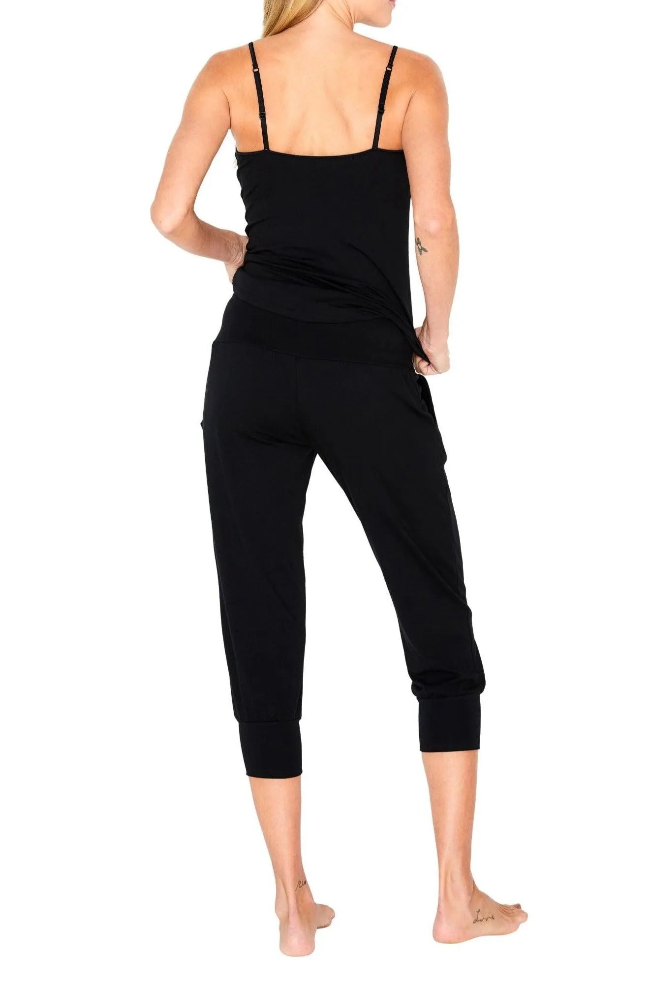 Cropped Wide Waistband Joggers for Women - High Waisted Athletic Lounge Pants - Comfortable Casual Workout & Yoga Pants for Running, Travel & Home Wear