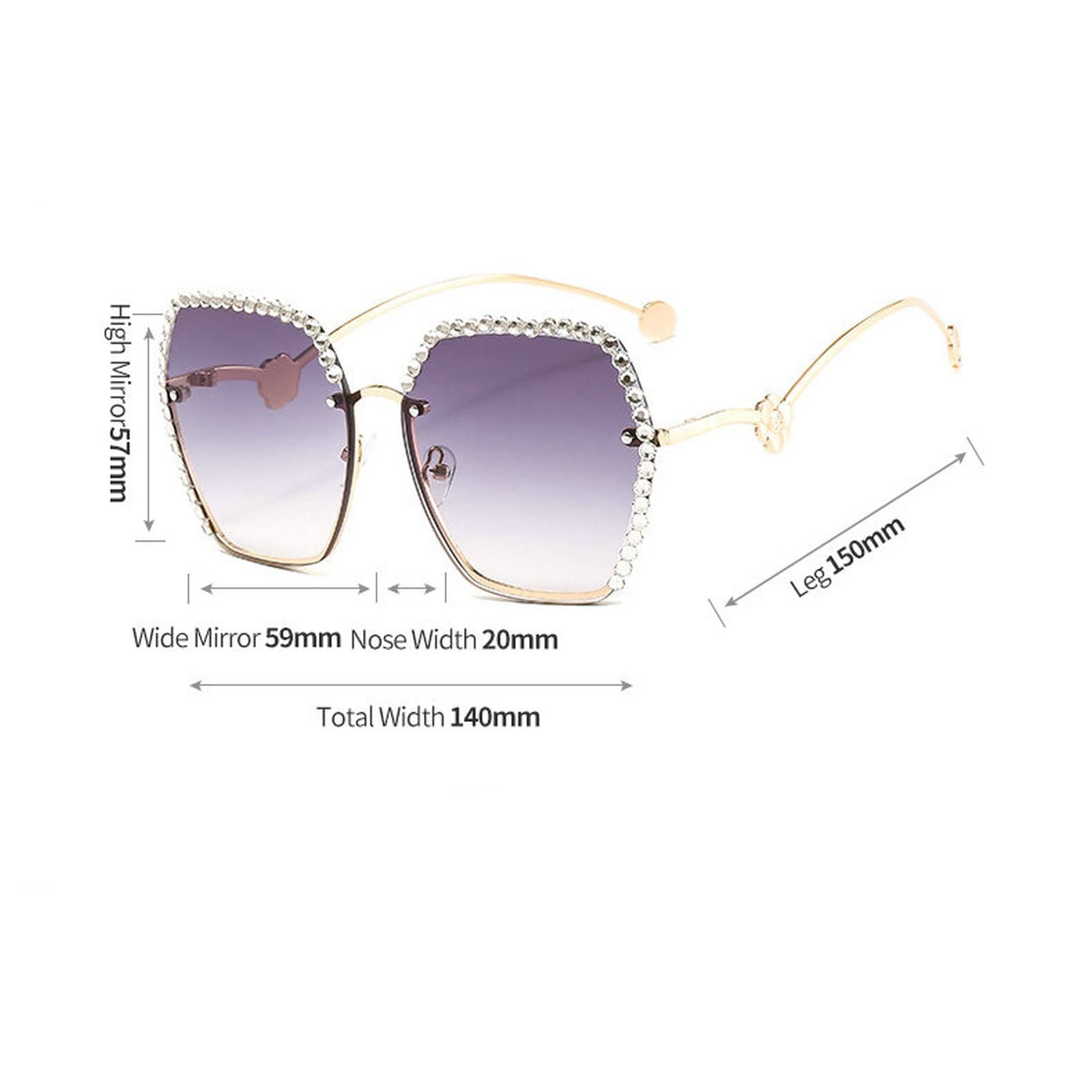 Luxury Diamond Rhinestone Sunglasses for Women & Men - Crystal Rimless Oversized Square Frame Sun Glasses - Perfect for Beach, Party & Fashion Accessories