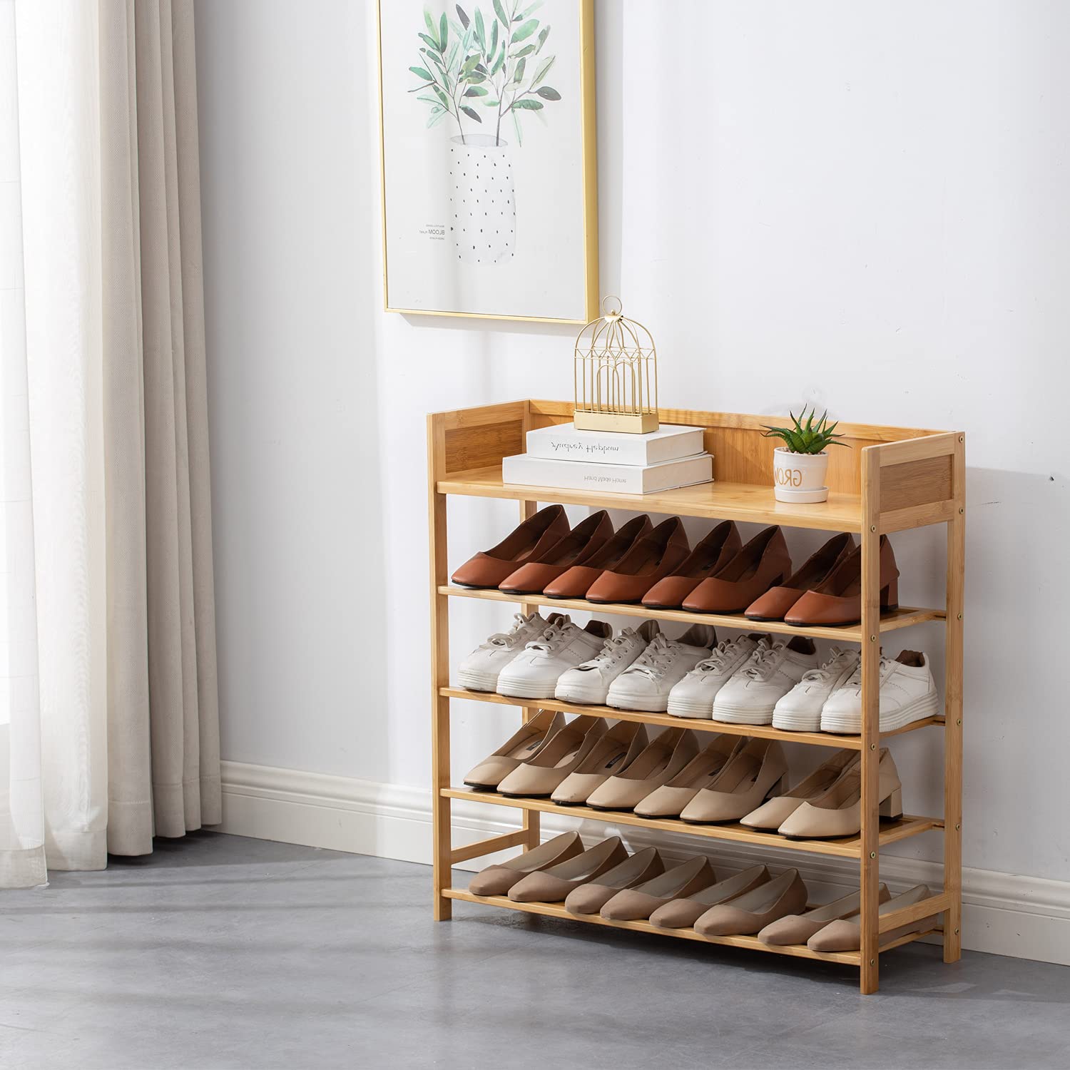 5-Tier Bamboo Shoe Rack Organizer - Space Saving Shoe Shelf Storage for Entryway, Hallway & Closet - Natural Wood Shoe Organizer Perfect for Small Spaces, Apartment & Home Organization