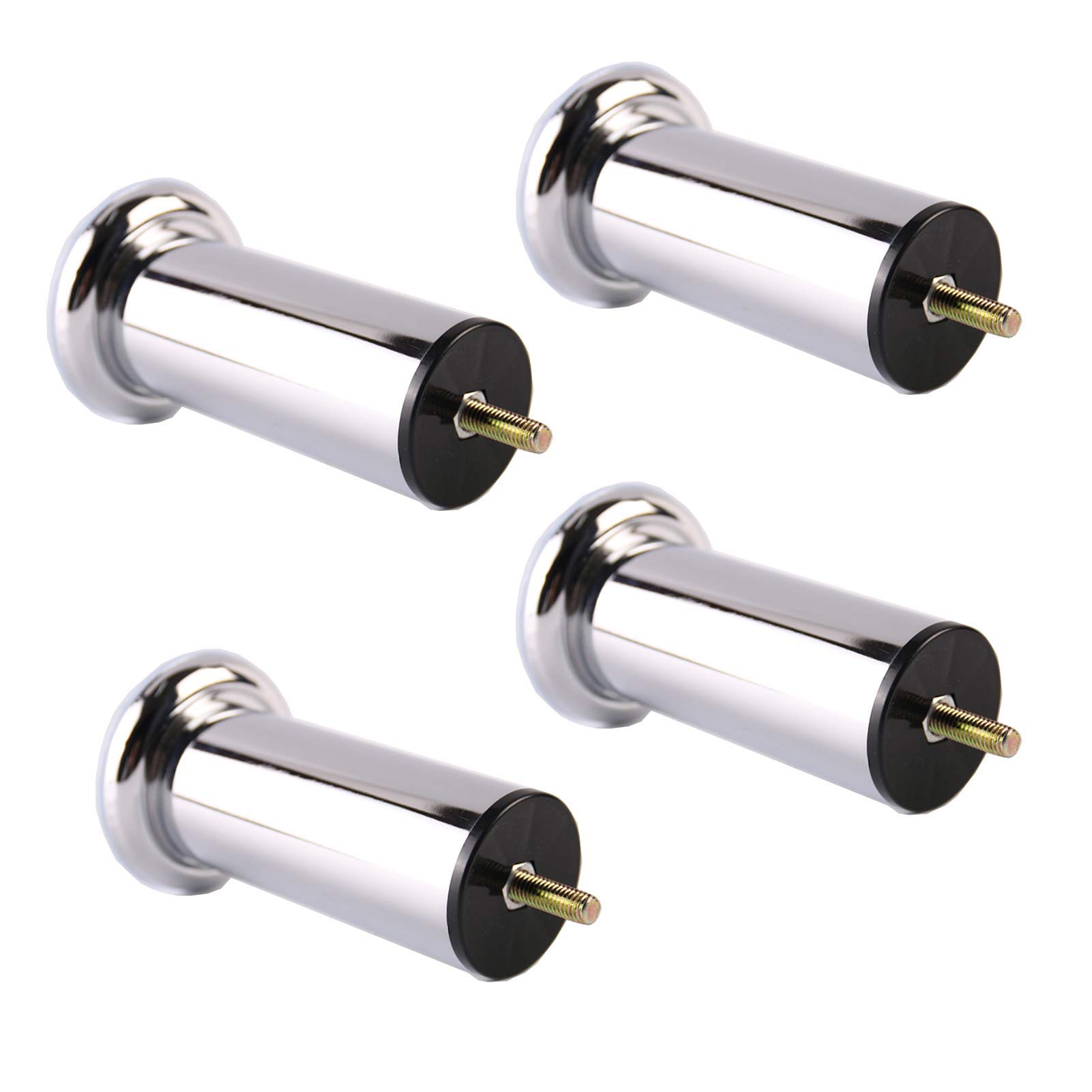 Stainless Steel Furniture Legs 4 Pack - Round Metal Table Legs for Sofa, Couch, Desk, Bed & Cabinets - Heavy Duty Replacement Furniture Feet & Risers for Home & Office Use