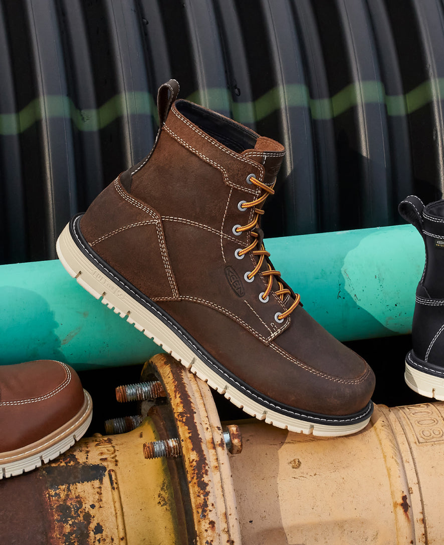 **Men's San Jose 6 Soft Toe Work Boots - Gingerbread/Off White - Durable & Comfortable for Construction, Hiking & Outdoor Work**