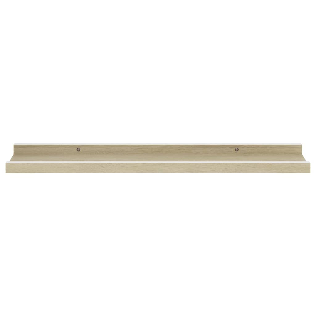 4-Pack Floating Wall Shelves Set - White & Sonoma Oak (23.6
