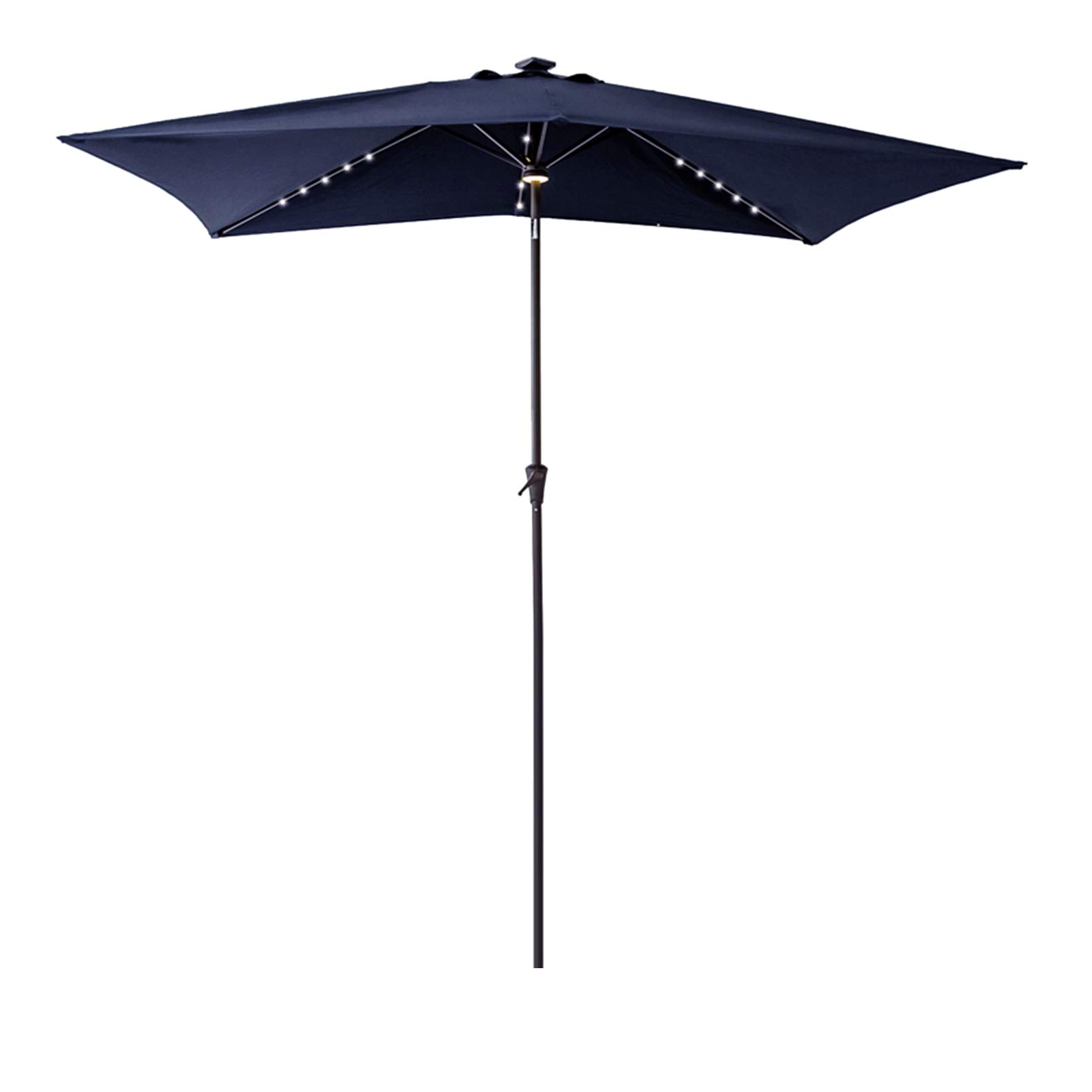 FLAME&SHADE 6.5 x 10 ft Solar Powered LED Patio Umbrella with Tilt Function - Waterproof Rectangular Outdoor Market Umbrella for Poolside, Garden, Restaurant and Backyard Dining