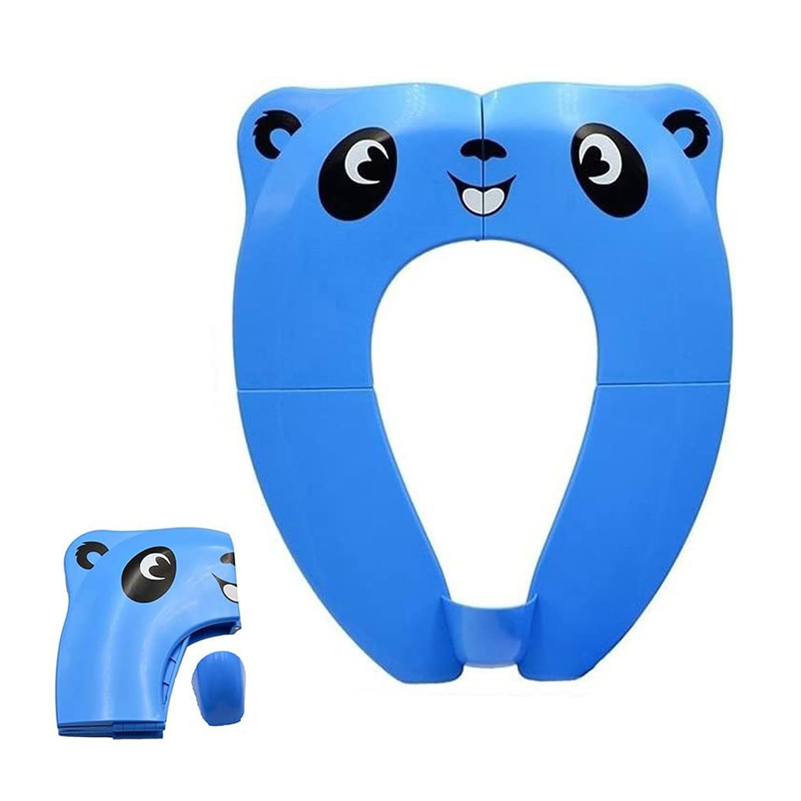 DILSIAI Panda Silicone Travel Potty Seat for Kids - Foldable Portable Toilet Training Seat with Non-Slip Design for Toddlers (Blue) - Perfect for Airplane, Car & Outdoor Use