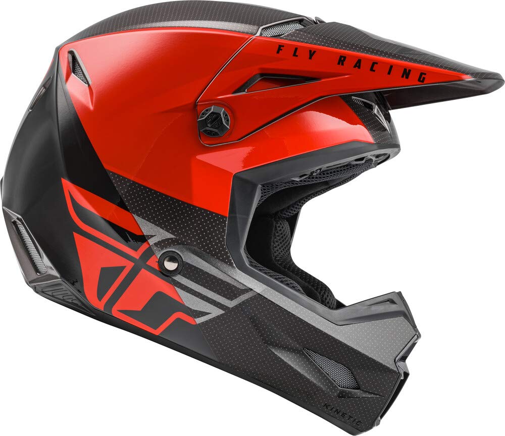 Fly Racing Kinetic Straight Edge Helmet - Youth Small (Red/Black/Grey) | Lightweight & Durable Motorcycle Helmet for Kids | Perfect for Motocross, BMX & Off-Road Riding