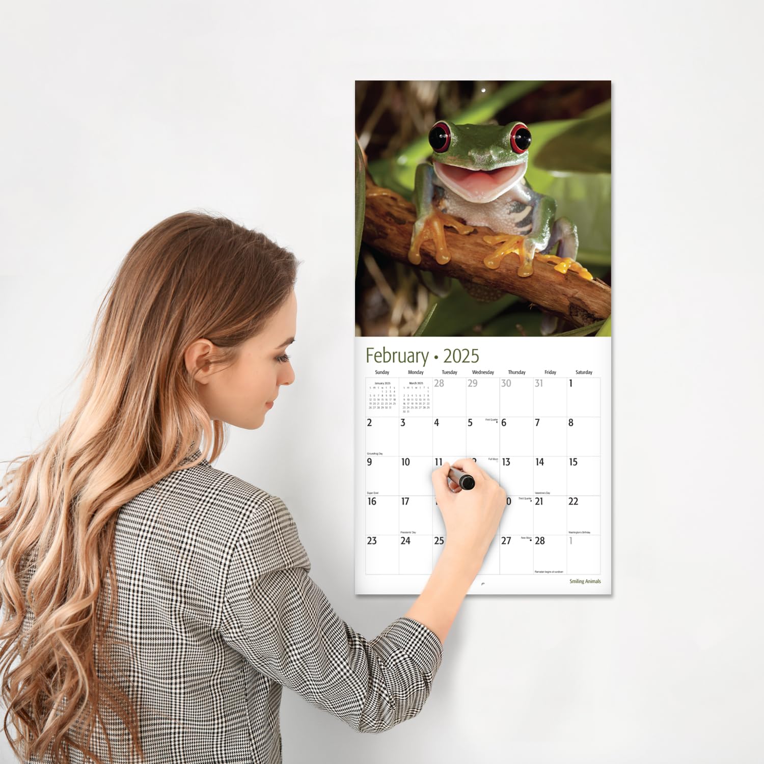 RED EMBER Smiling Animals 2025 Wall Calendar - 12 Months, 12