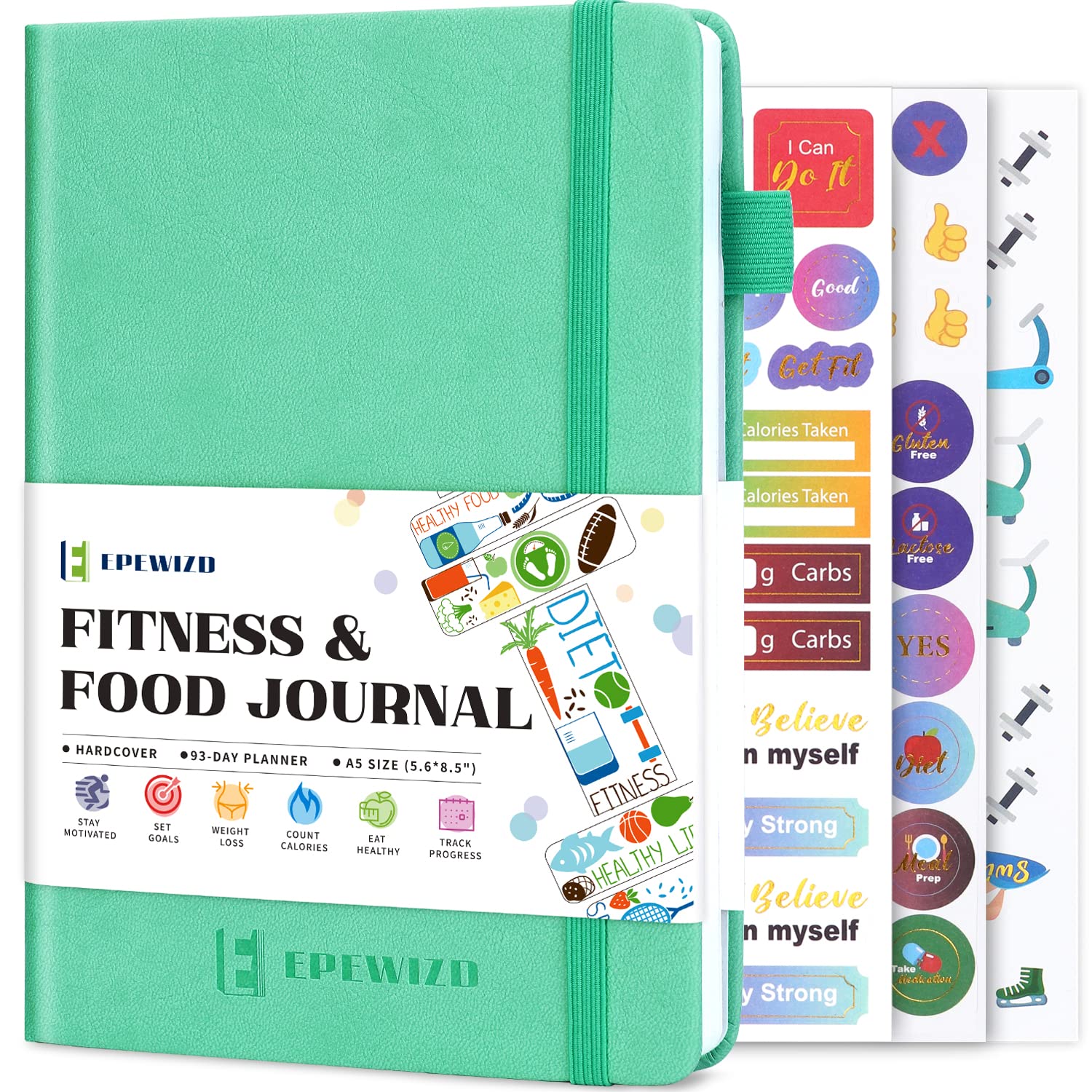 Premium Food & Fitness Journal Hardcover - Wellness Planner & Workout Tracker for Women & Men | Track Meals, Exercise, Calories & Weight Loss | Diet & Training Log | Undated for Home & Gym Use | Perfect for Meal Planning, Gym Routines & Health Goals
