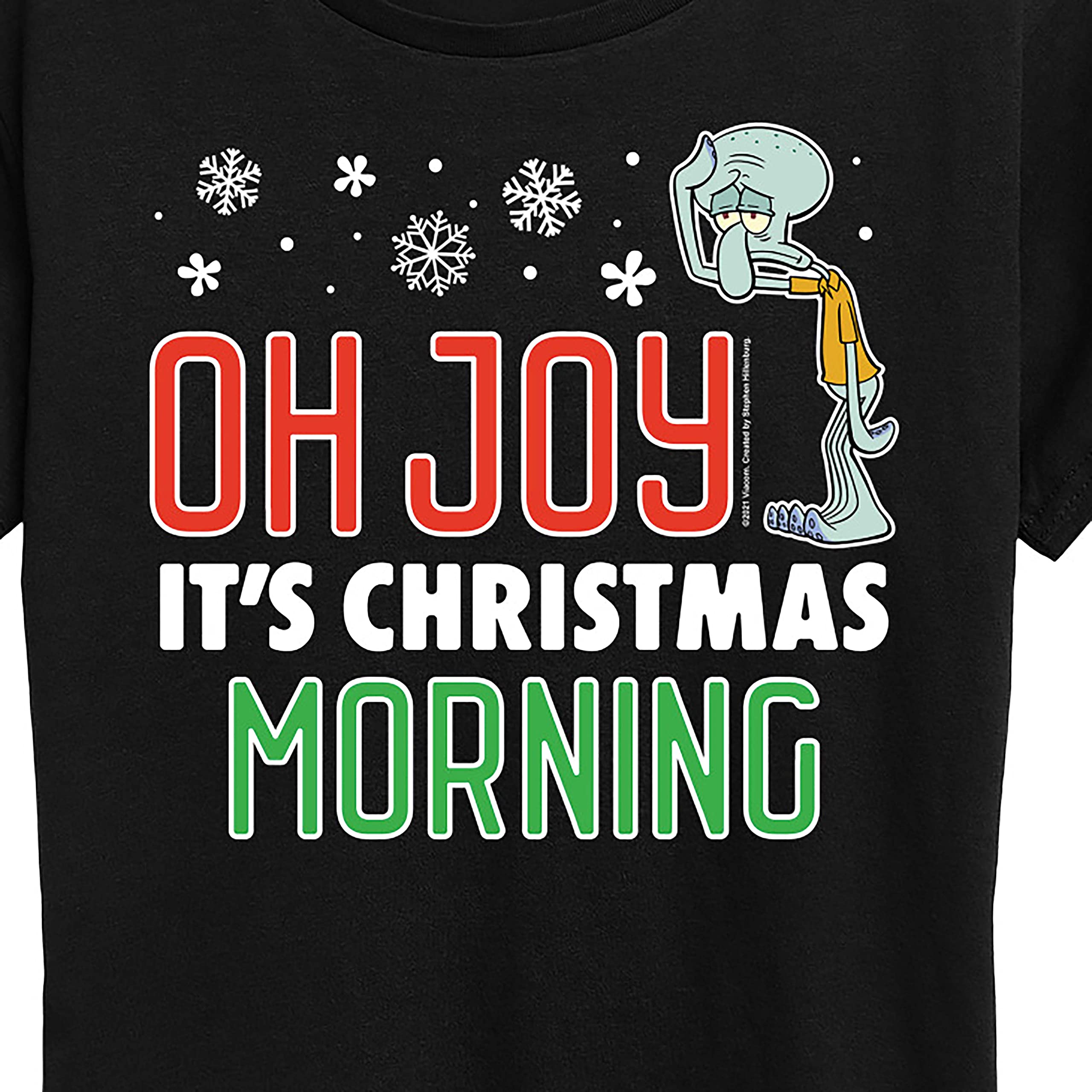 HYBRID APPAREL Women's Lightweight French Terry Pullover Hoodie - Spongebob Squarepants Christmas Morning Graphic - Cozy Lounge Wear for Holiday Season & Casual Outings