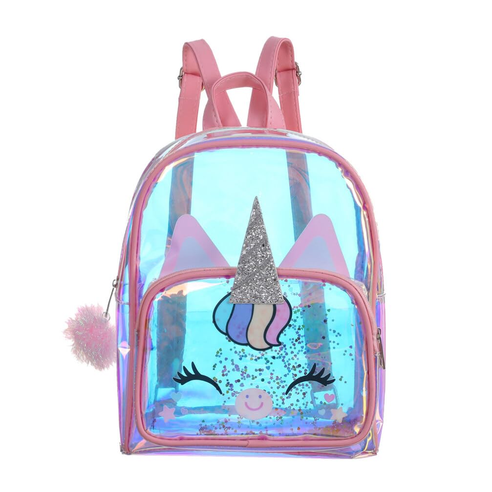 VALICLUD Holographic Unicorn Clear Backpack - Transparent Daypack for School, Travel & Festival - Waterproof & Lightweight for Women & Teens