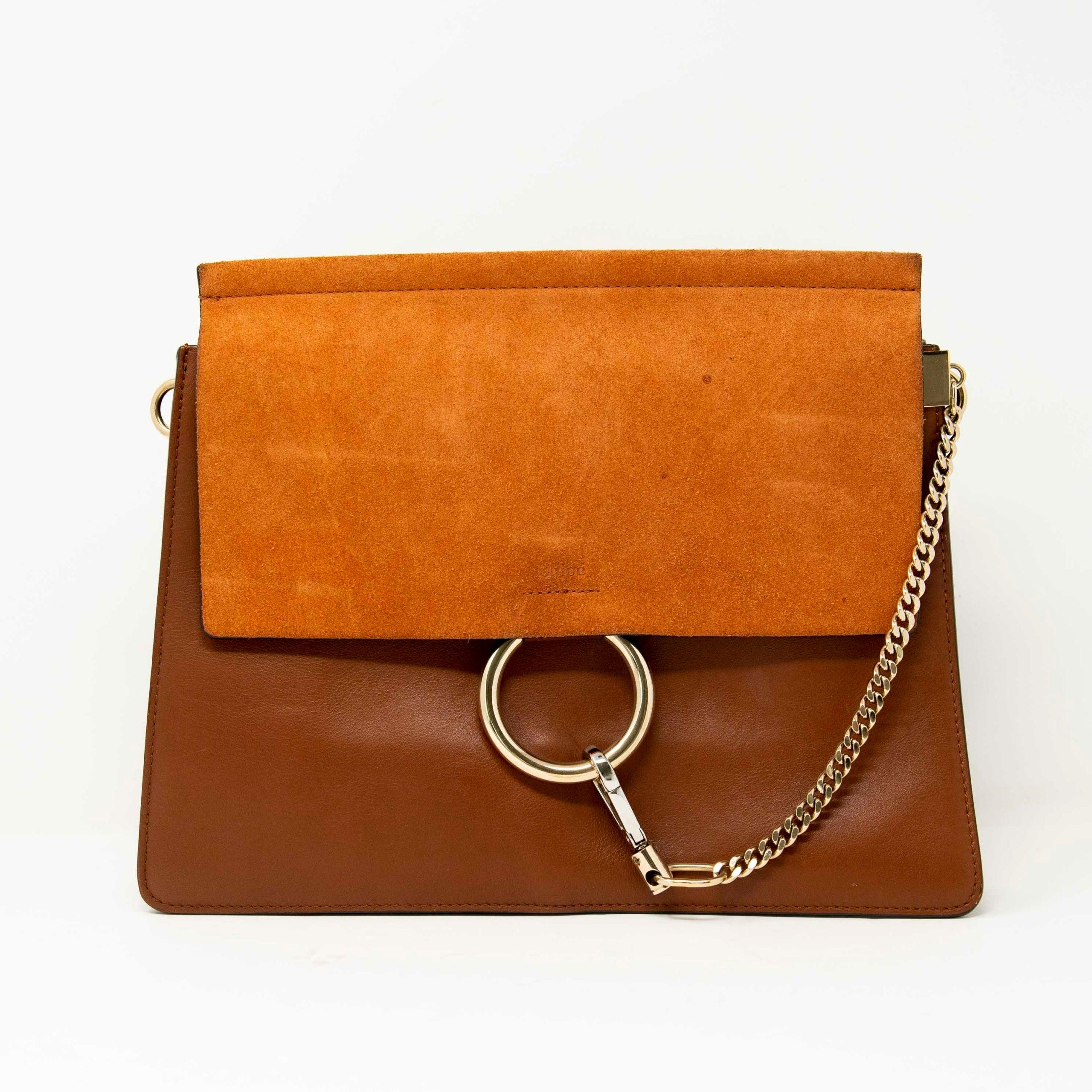Chloe Brown Medium Faye Bag - Stylish Leather Shoulder Bag for Women, Perfect for Work, Travel & Everyday Use