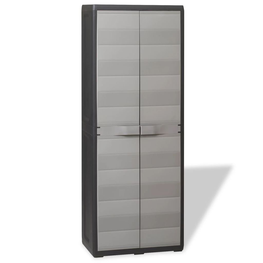 H.BETTER Outdoor Garden Storage Cabinet with 3 Shelves - Waterproof Patio Locker for Household Tools (Black & Gray) | Perfect for Backyard, Garage & Shed Organization