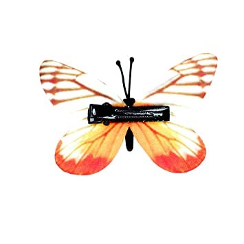 KYNA Set of 2 Butterfly Hair Clips - Non-Slip Mesh Hair Claw Clips for Women & Girls - Orange Hair Accessories for Ponytail, Bun & Updo Hairstyles