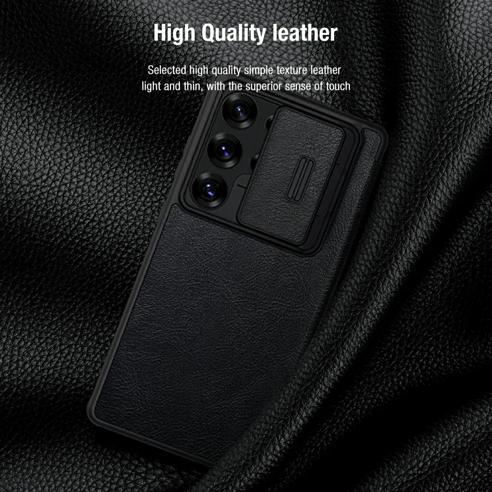 NILLKIN Genuine Leather Lens Cover Case for Samsung Galaxy S25 Ultra - Premium Protection for Camera & Phone | Perfect for Travel, Business & Everyday Use