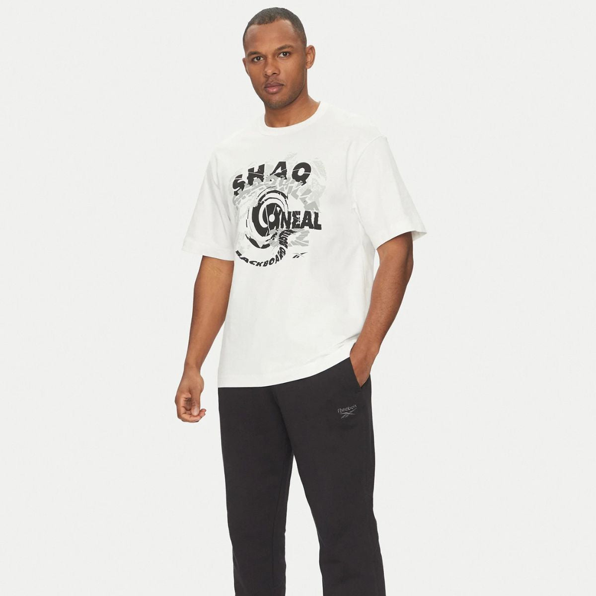 Shaq Spiral Graphic T-Shirt for Men - White Cotton Tee for Casual Wear, Street Style & Basketball Fans
