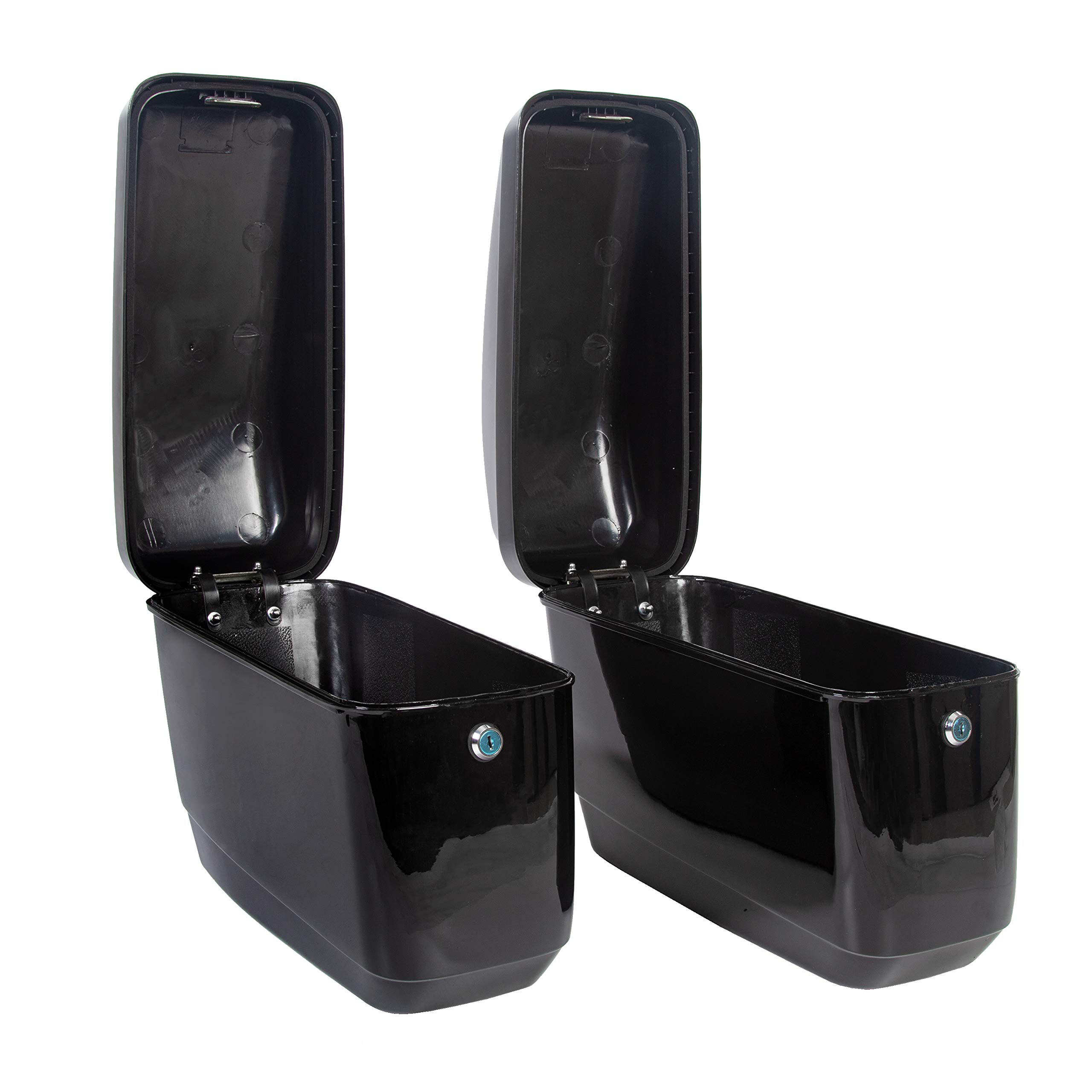 Hard Motorcycle Saddlebags with Mounting Kit - Compatible with Harley Davidson, Honda Shadow, Kawasaki Vulcan VN - Black Durable Trunk Saddlebags for Touring & Long-Distance Riding