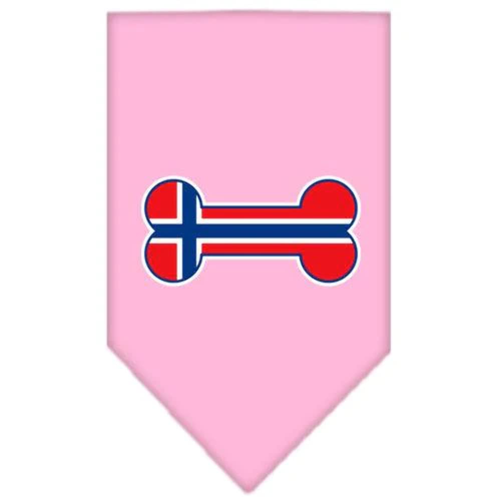 Bone Shaped Norway Flag Pet Bandana for Dogs - Light Pink Small Dog Scarf | Perfect for Pet Costumes, National Day Celebrations & Photo Shoots