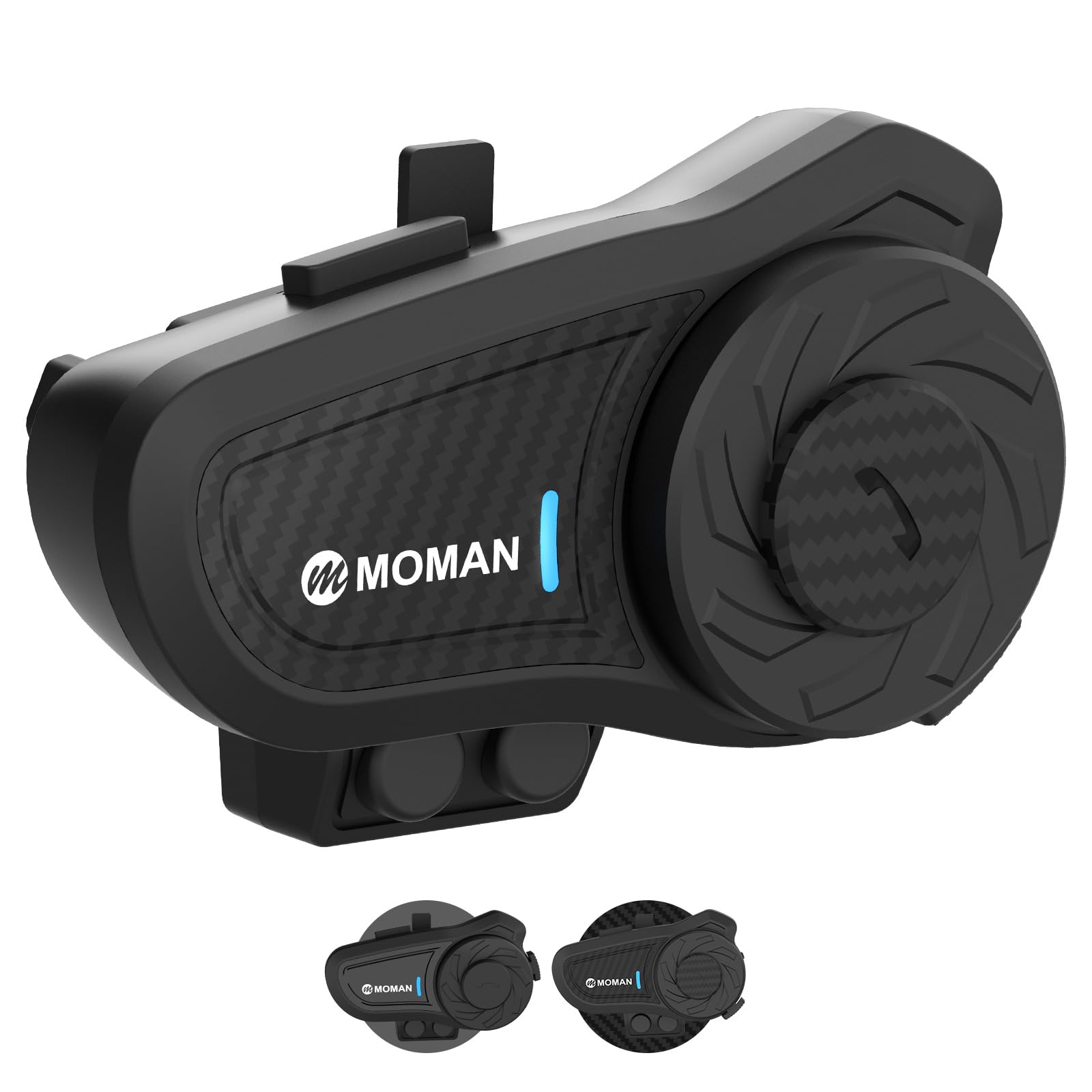 Moman H2 Pro Motorcycle Bluetooth Intercom Headset - Wireless Helmet Communication System with DSP/CVC Noise Cancellation, IP65 Waterproof, 1000M Range - Ideal for Group Riding, Touring & Adventure Motorcycling