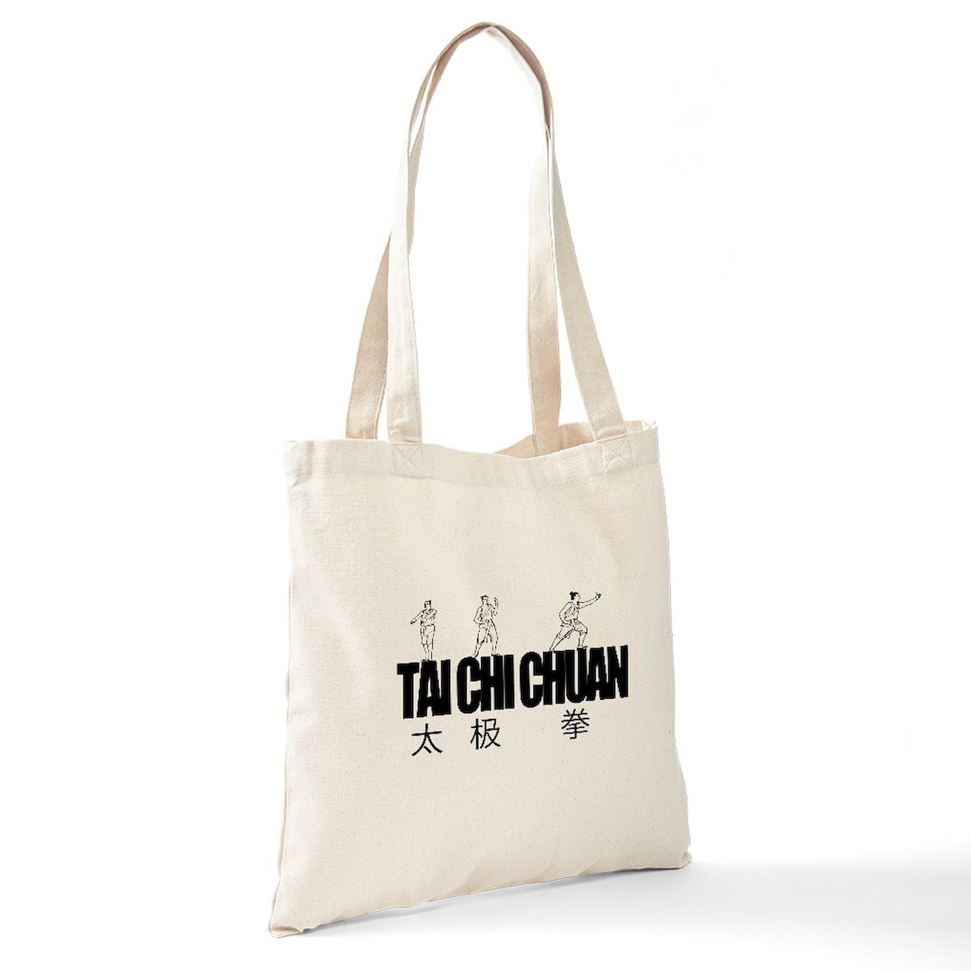 Tai Chi Chuan Natural Canvas Tote Bag - Eco-Friendly Reusable Shopping Bag for Yoga, Martial Arts & Grocery Shopping