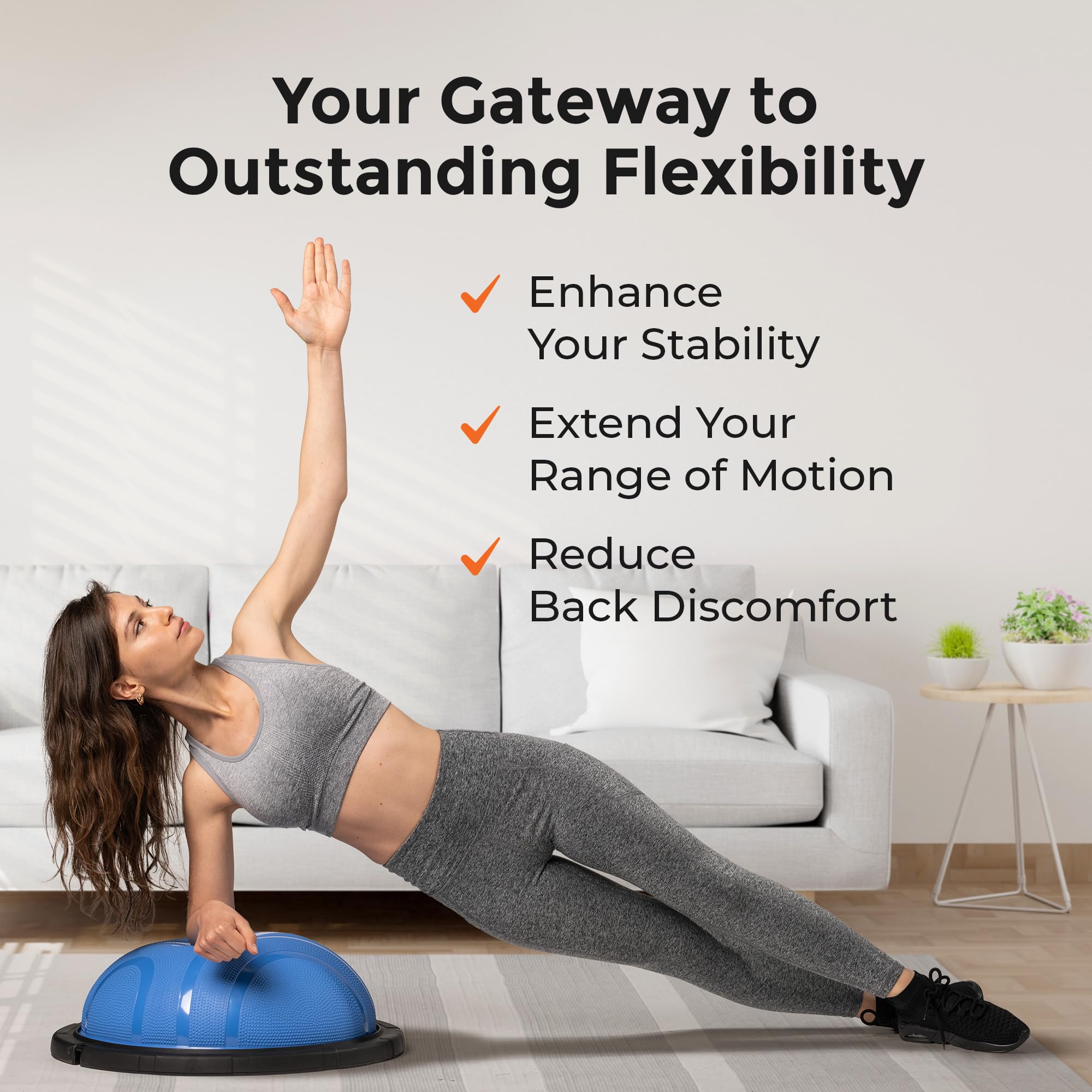 Lifepro Half Balance Ball Trainer - Stability Exercise Ball for Core Workouts, Yoga, Pilates & Physical Therapy - Non-Slip Home Gym Equipment for Balance Training & Fitness - Perfect for Home, Office & Rehabilitation Centers