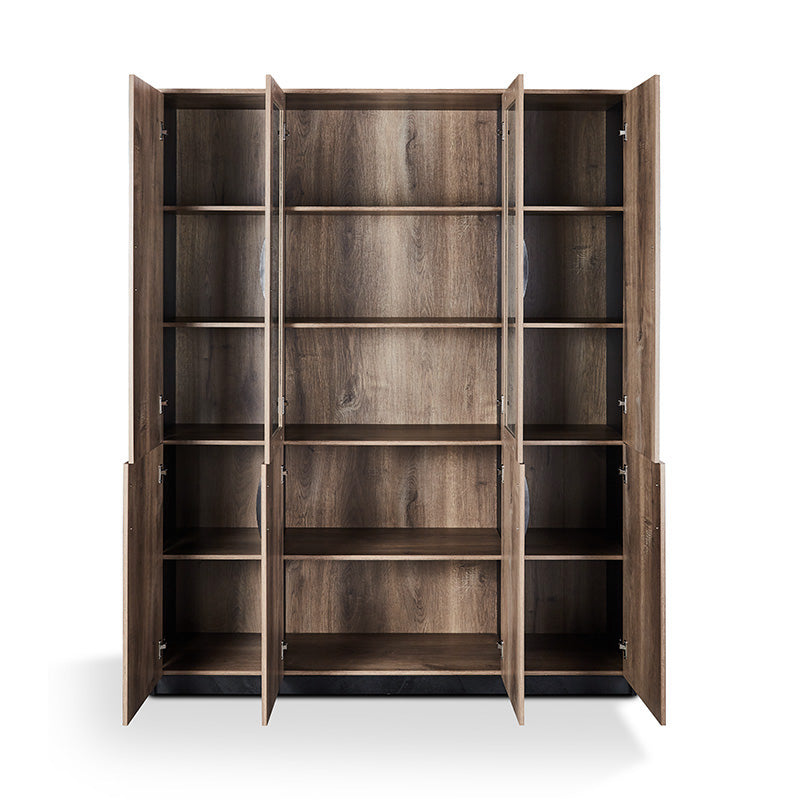 REGGIE 160cm Display Unit - Warm Oak & Black Finish for Living Room, Bedroom, or Office Storage