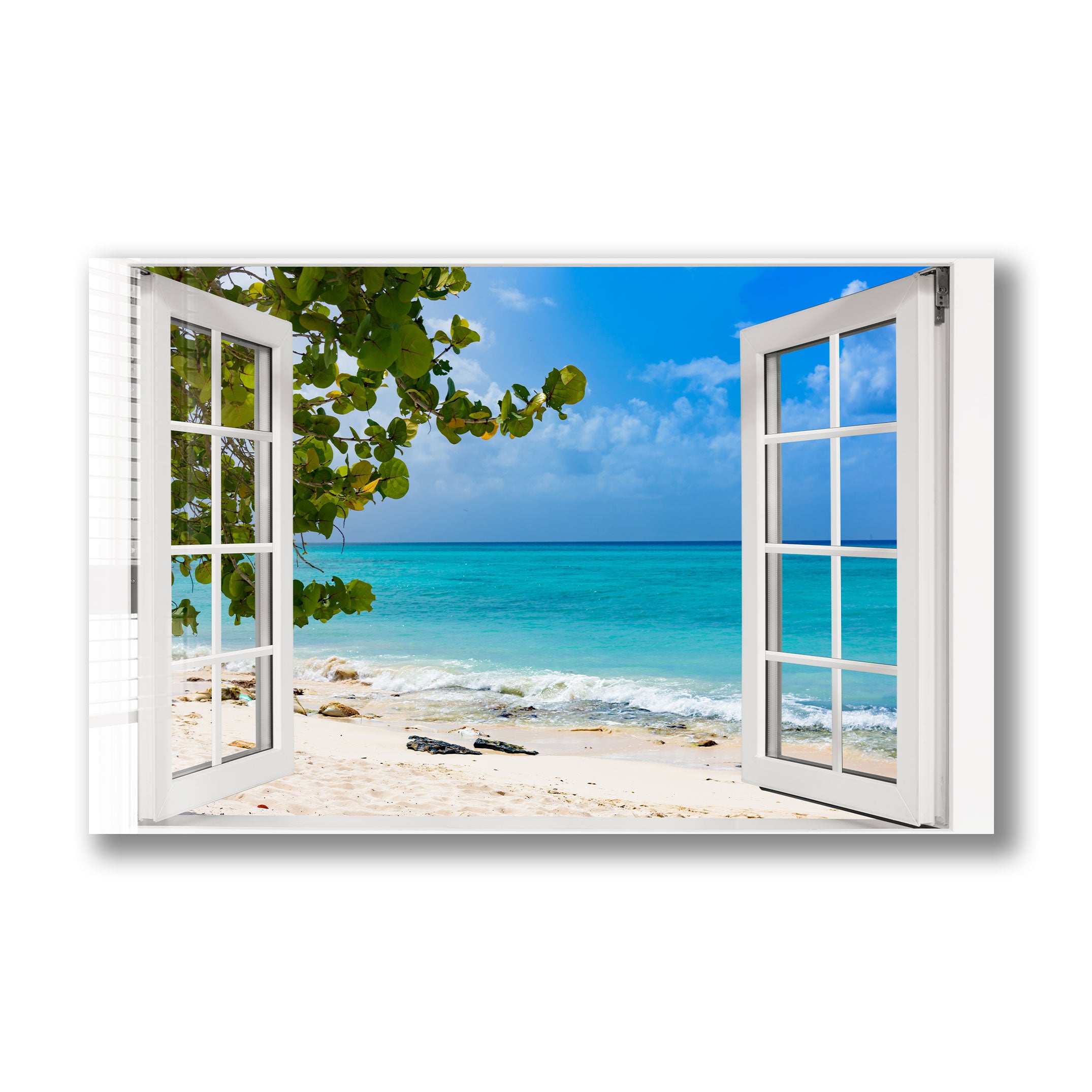 Stunning Beach View Window Decals - Perfect for Home, Office & Relaxation Spaces | Coastal Scenery Wall Art for Decor