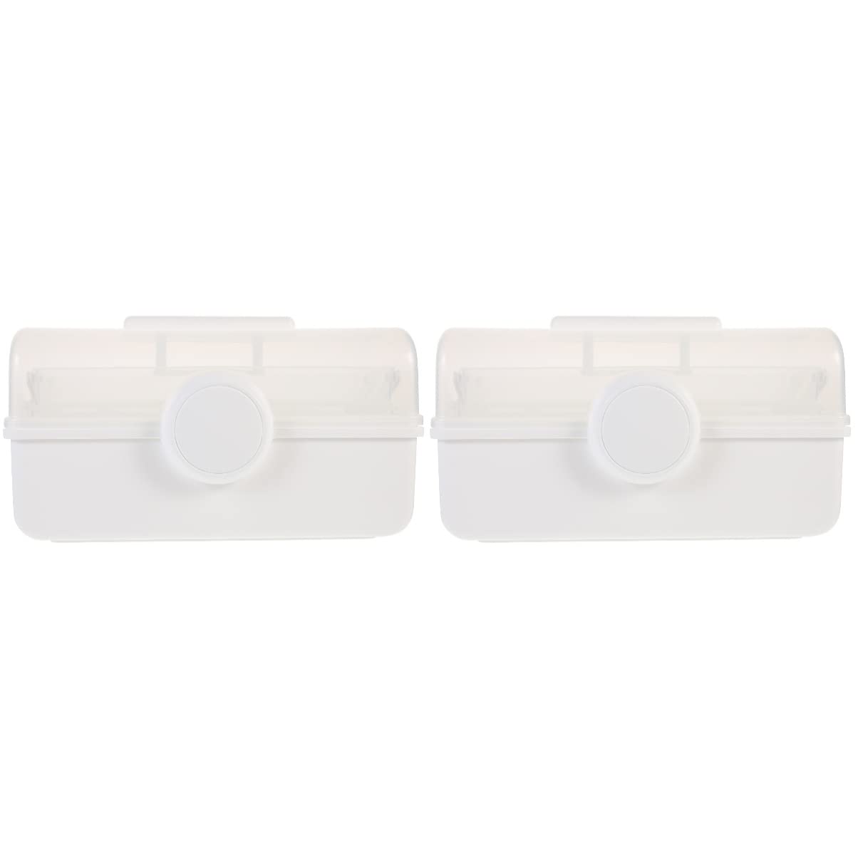 SEWACC 2-Pack Lockable Medication Storage Box - First Aid Kit Organizer with Key Lock, Portable Empty Medicine Case for Home, Travel & Emergency Use
