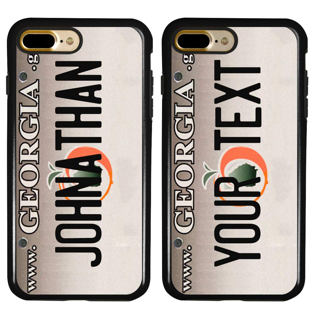 Custom Georgia License Plate iPhone 7 Plus/8 Plus Case - Personalized Protective Hybrid Phone Cover with Unique Design - Perfect for Dog Lovers, Sports Fans & State Pride - Great Gift for Travel, Work & Daily Use