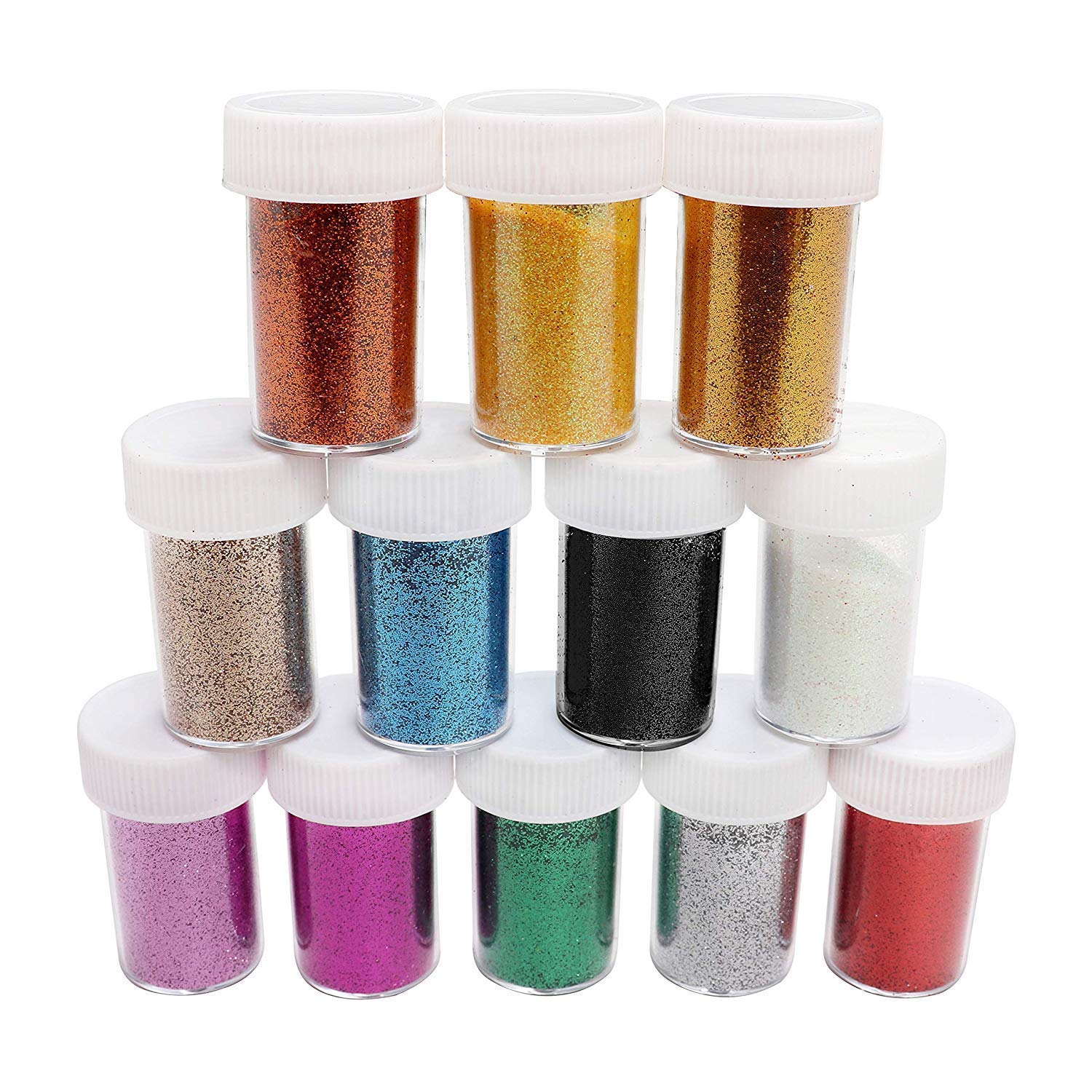 12 Pack Multi-Colored Glitter Shakers for Crafts - Sparkling Glitter Tubes for Scrapbooking, Nail Art, Face/Body Decoration & Kids DIY Projects | Perfect for Party Decor, Holiday Crafts & School Art Activities