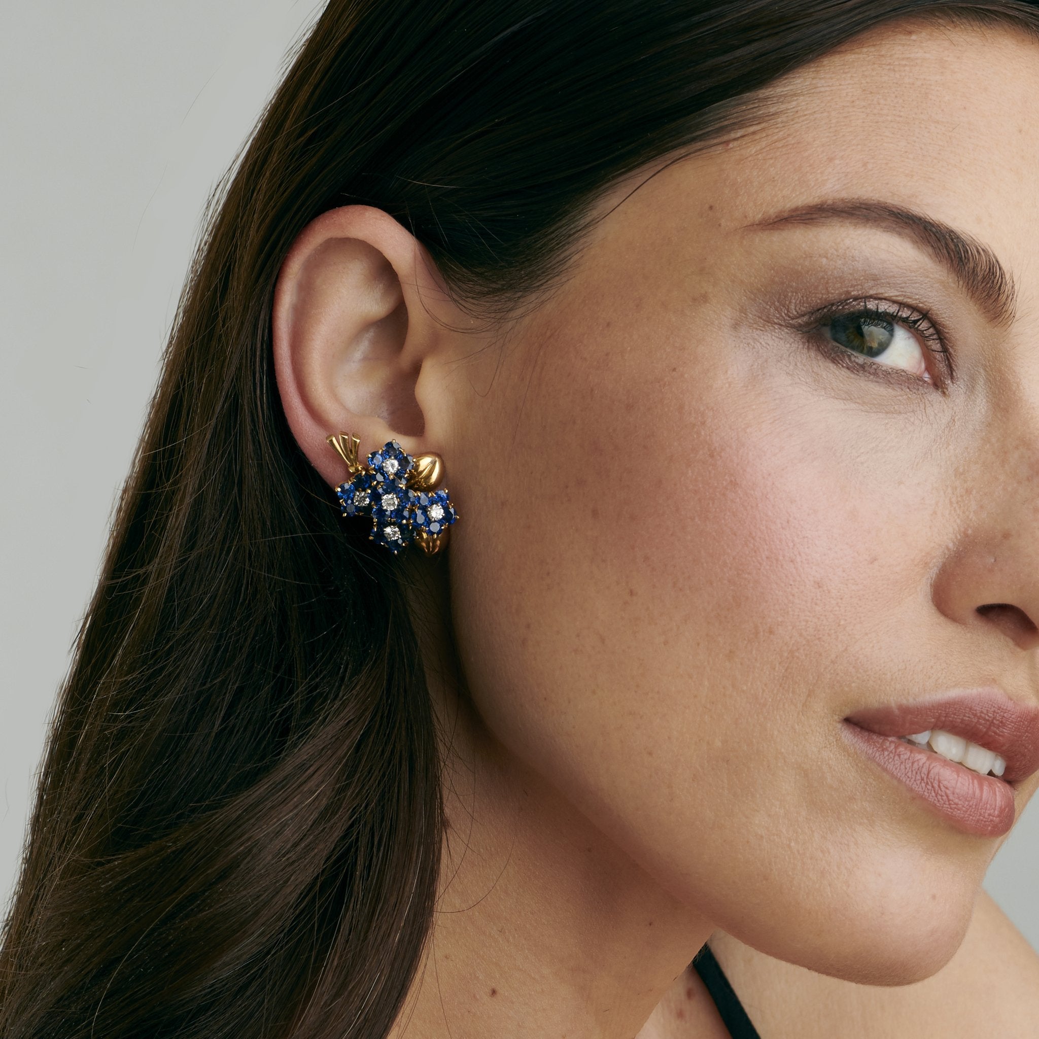 Van Cleef & Arpels Sapphire and Diamond Bouquet Earrings - Luxury Floral Design Jewelry for Women | Perfect for Weddings, Galas & Special Occasions