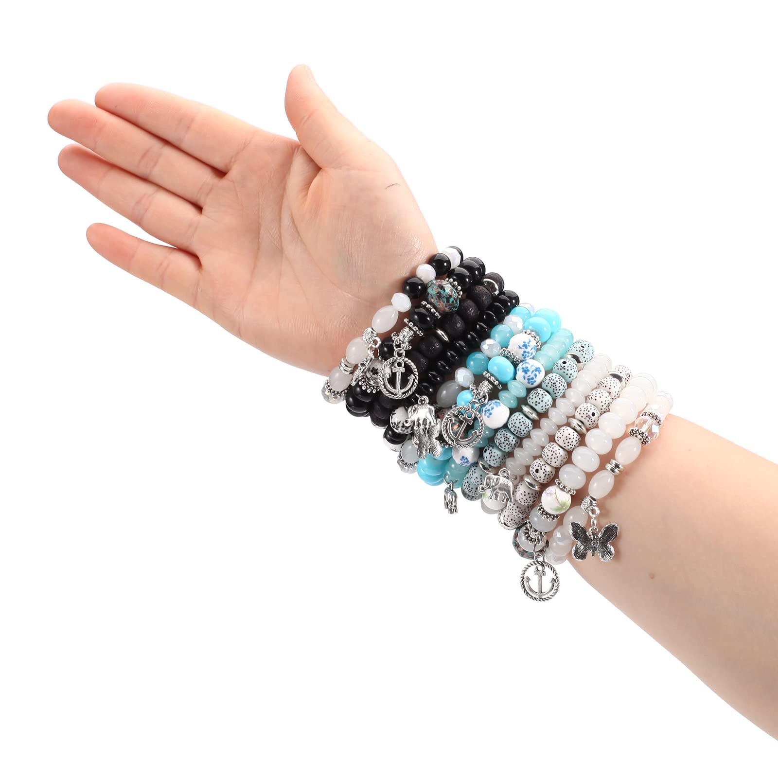 Stylish Bohemian Stretch Bracelets for Women - Multilayer Colorful Beaded Charm Bracelet Set | Perfect for Festival, Beach & Everyday Wear