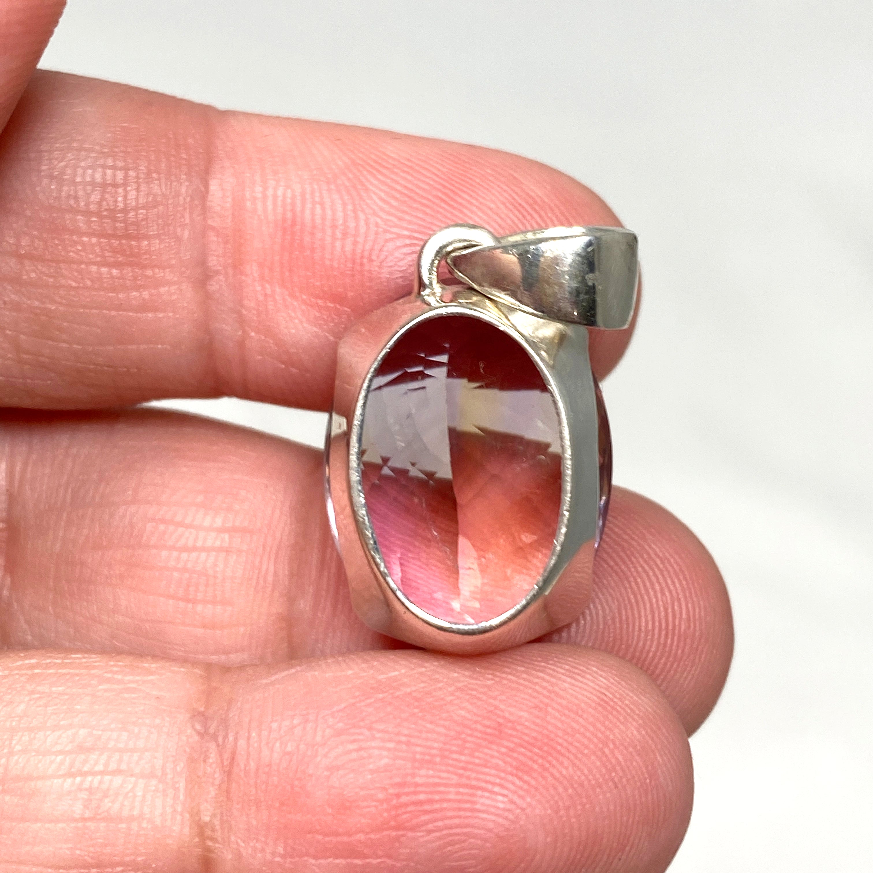 Natural Ametrine Gemstone Oval Faceted Pendant Necklace - 925 Sterling Silver Jewelry PPGJ778 for Women's Fashion & Gift Giving