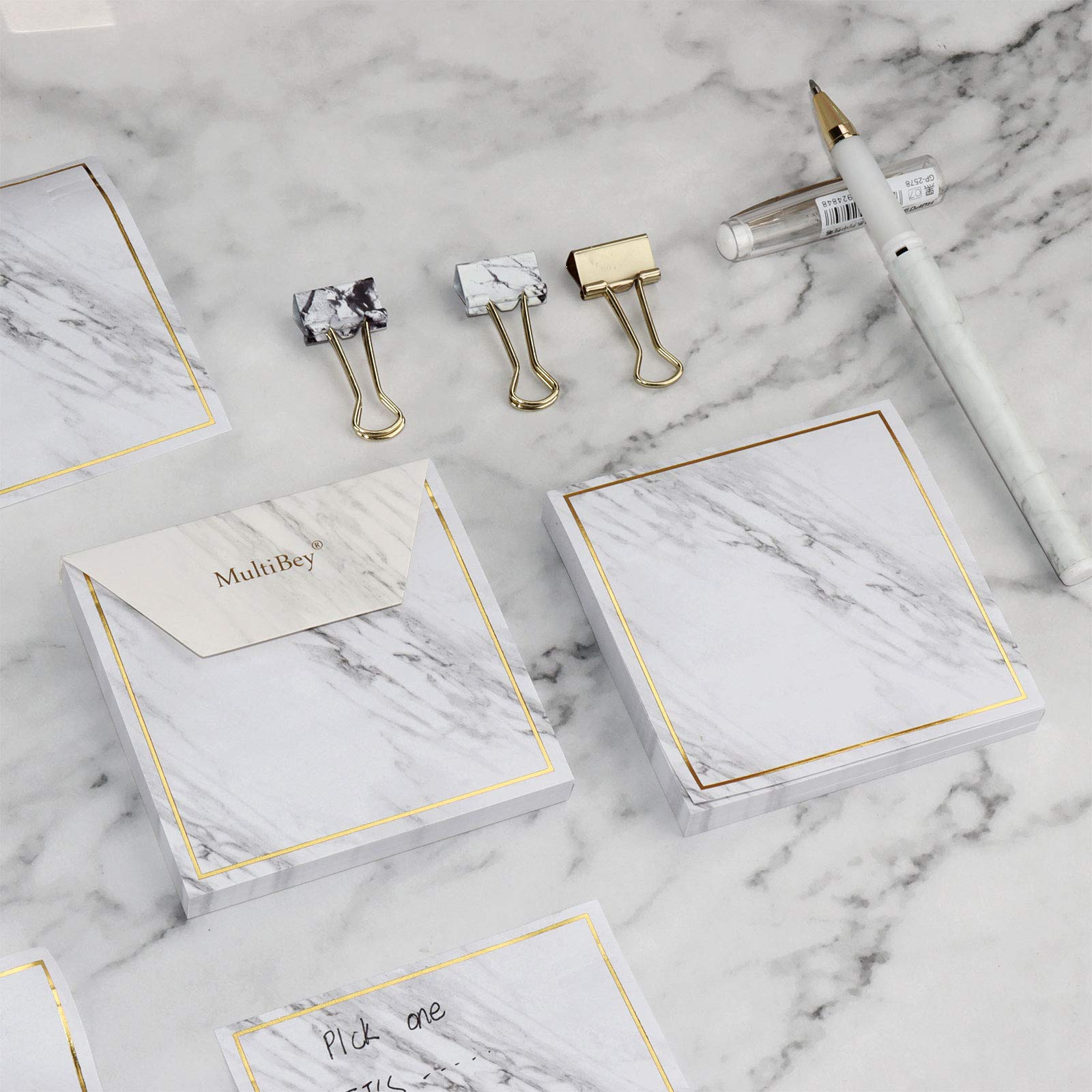 Premium Marble Gold Edge Sticky Notes - 3.4