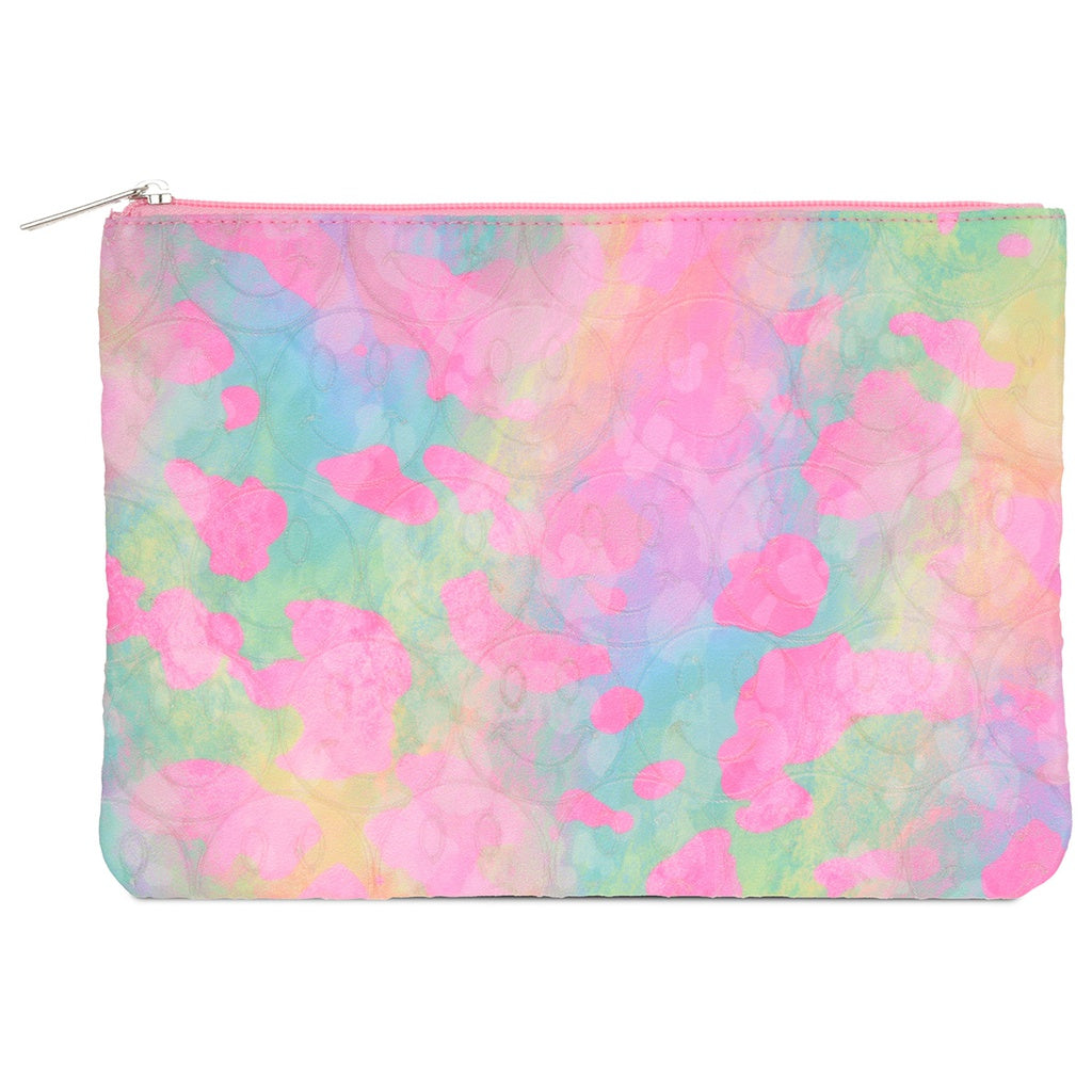 IScream Happy Tie Dye Cosmetic Bag Trio Set - Waterproof Makeup Pouch for Travel, Gym & Organizer | Cute Boho Pattern for Toiletries, Brushes & Essentials
