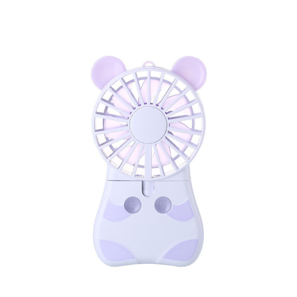 Mini Handheld Cooling Fan with LED Lights - 2 Adjustable Speeds, Portable & Standable for Travel, Camping, Festivals - Perfect for Home, Office & Outdoor Use (Lavender)