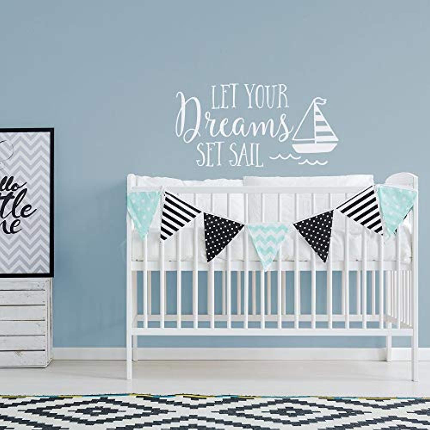 Nautical Nursery Wall Decals - Sailboat & Ocean Themed Removable Stickers for Baby Room Decor | Perfect for Boys, Girls, Coastal & Nautical Nursery Themes | Easy to Apply & Remove