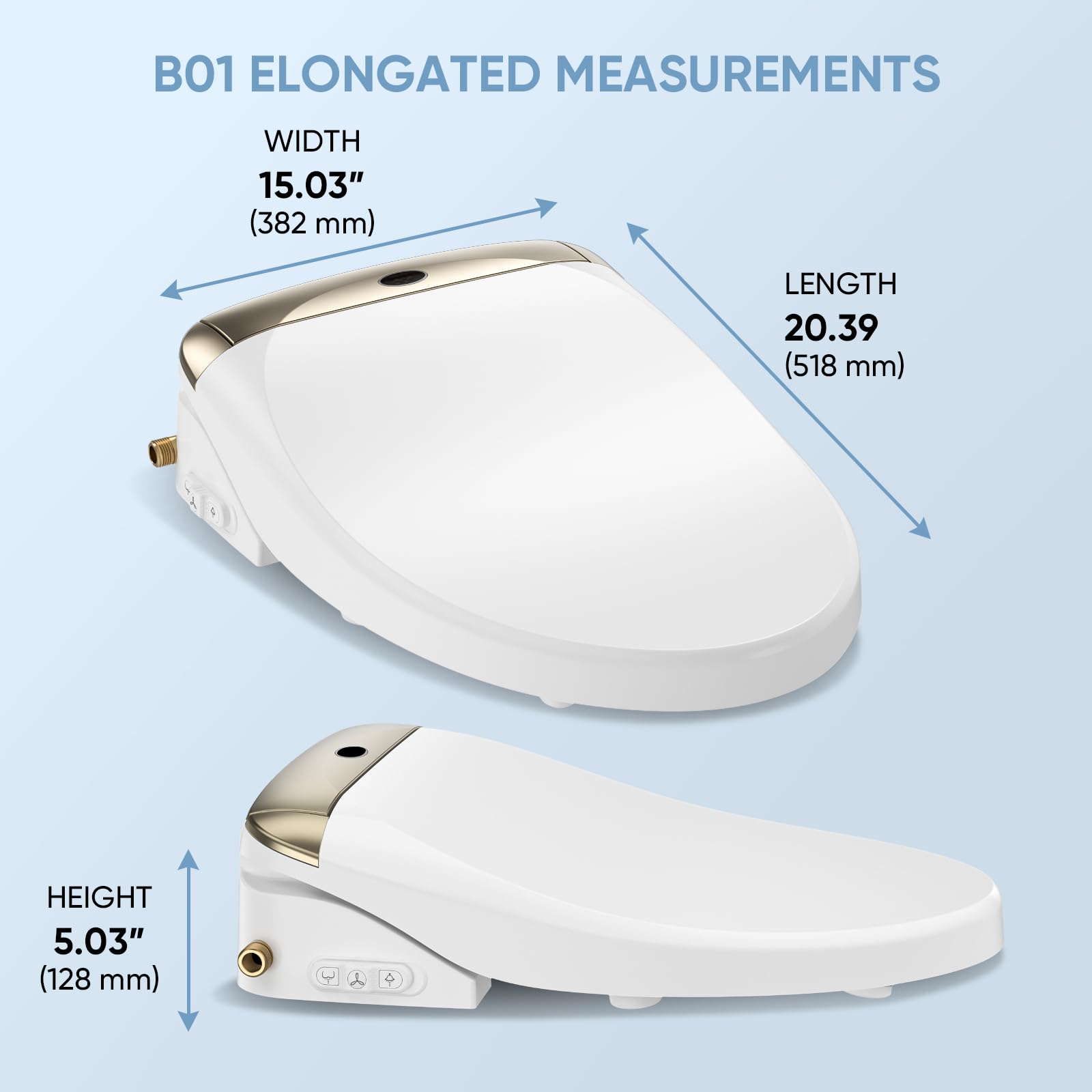 LEIVI Smart Bidet Toilet Seat with Wireless Remote & Side Panel - 5 Spray Modes, Adjustable Heated Seat, Warm Water & Air Dryer, Auto LED Nightlight for Elongated Toilets - Perfect for Modern Bathrooms & Elderly Care