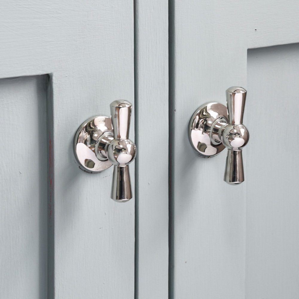 Polished Nickel Crossed Cabinet Knob - Elegant Hardware for Kitchen & Bathroom Cabinets - Perfect for Modern Home Decor & DIY Furniture Upgrades