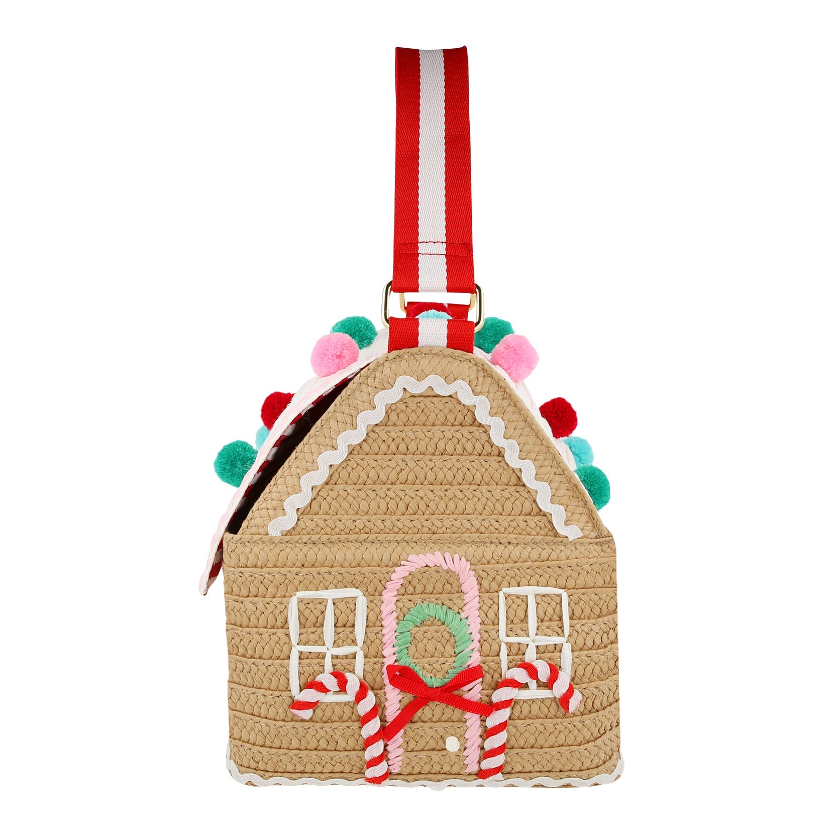 Gingerbread House Shaped Tote Bag - Christmas Holiday Gift & Party Favor - Perfect for Xmas Decorations, Gift Wrapping & Festive Shopping