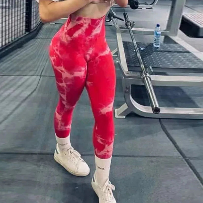 Women's Tie-Dye Gym Leggings - Seamless High Waist Yoga Pants for Workout & Training | Scrunch Butt Sports Fitness Tights | Perfect for Yoga, Running, Gym & Everyday Wear