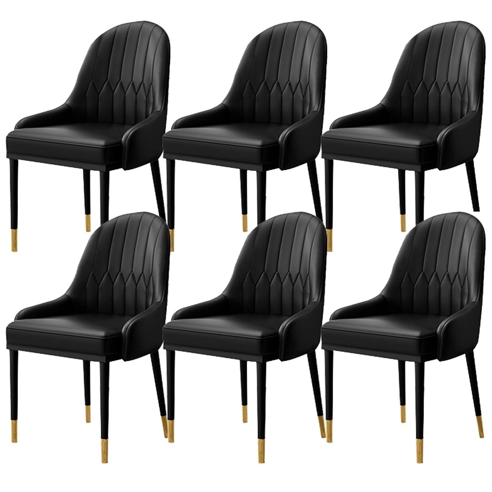 FETYDSE Set of 6 Modern PU Leather Dining Chairs - Waterproof High Back Soft Seat Side Chairs with Metal Legs for Kitchen, Dining Room & Living Room - Perfect for Home, Restaurant & Office Use (Color: A1)