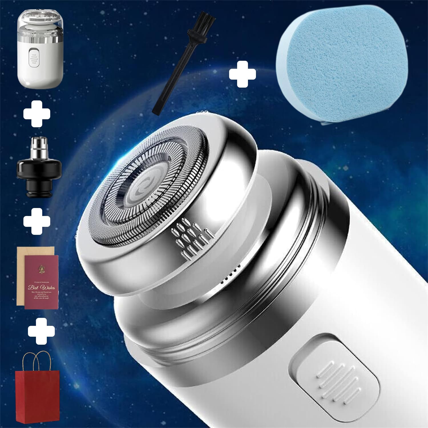 Premium 2-in-1 Mini Electric Shaver & Nose Hair Trimmer - Portable Travel Shaver for Men, Compact Capsule Design (2 Pack White) - Perfect for Business Trips, Gym Bags & On-the-Go Grooming