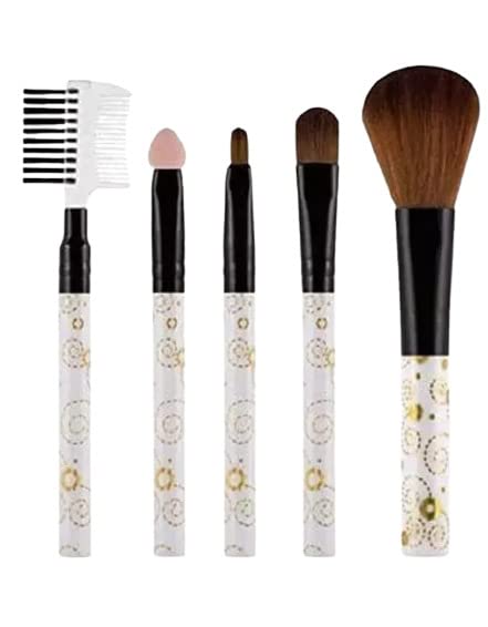 ZAUKY 5-Piece Makeup Brush Set for Women & Girls - Soft Synthetic Bristles, Multicolor - Perfect for Foundation, Blush, Eyeshadow & More